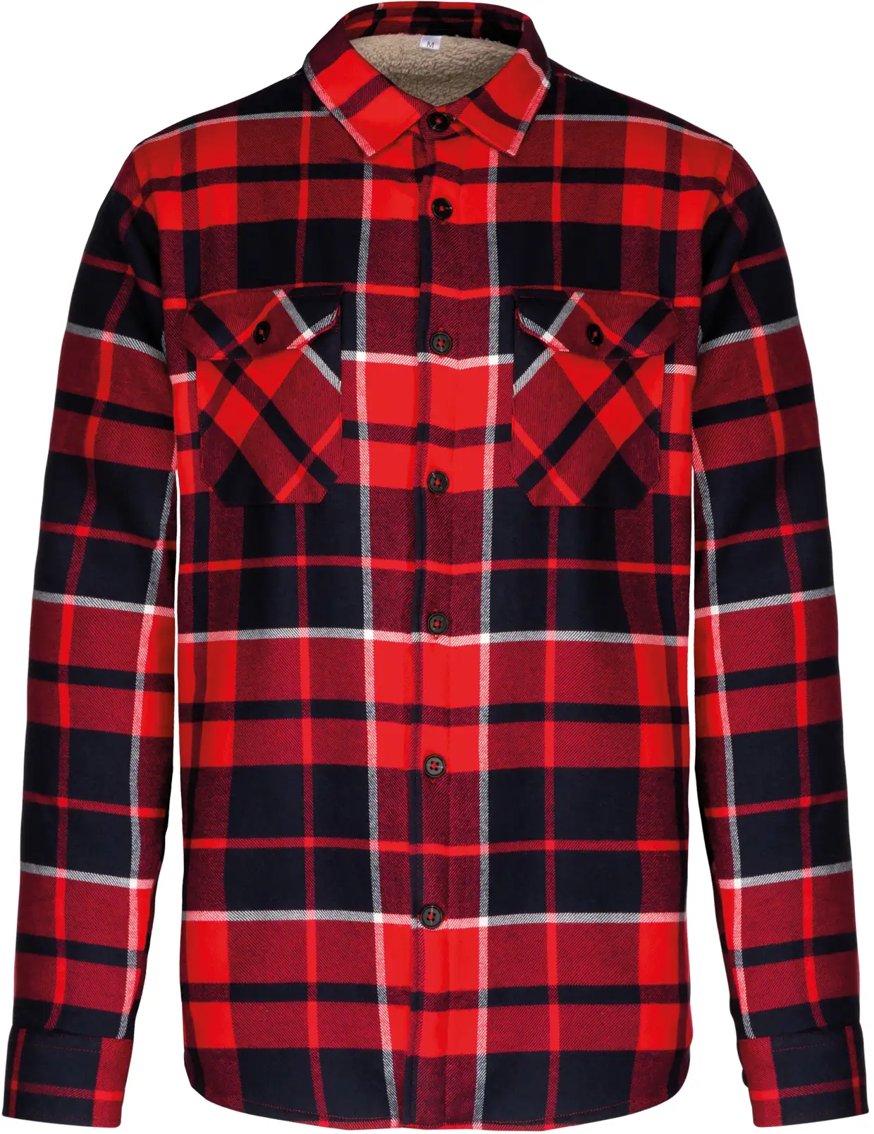 K579-flanellhemd-mit-sherpafleecefutter-red-navy-front-3 Kariban Flanellhemd mit Sherpafleecefutter