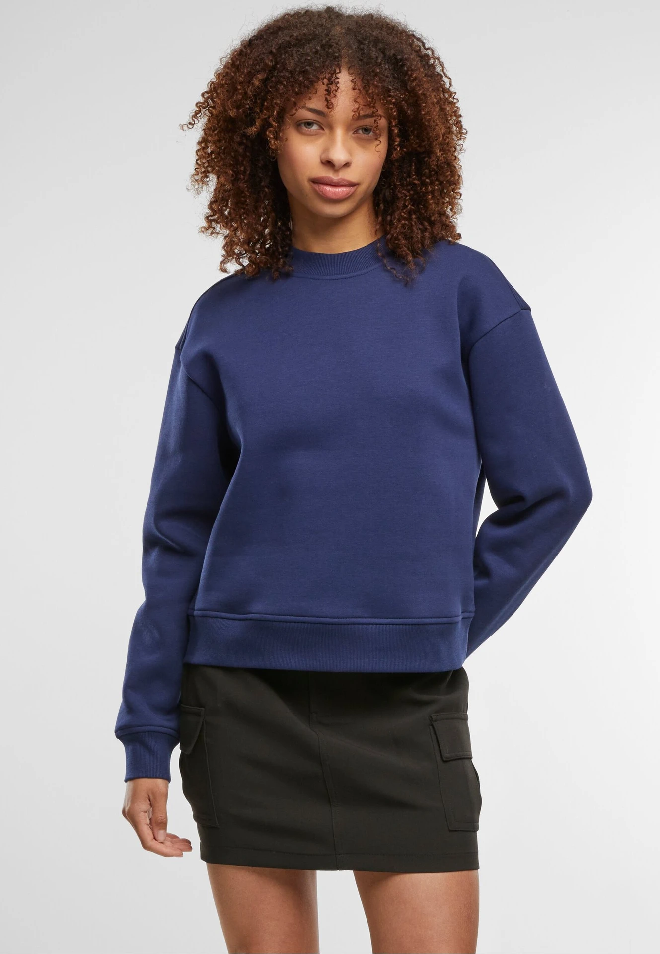 BYB-BY212-ladies-oversized-crewneck-sweatshirt-lightnavy-model-0 Build Your Brand Ladies Oversized Crewneck Sweatshirt