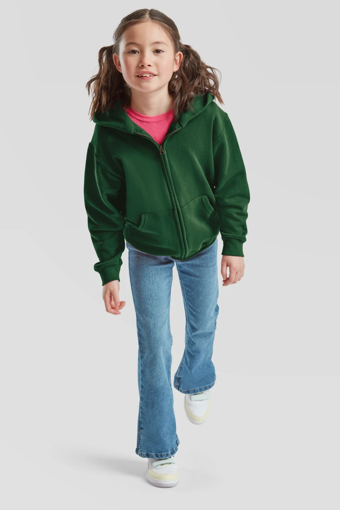 fruit-of-the-loom-62-045-0-kids-classic-hooded-sweat-jacket-bottlegreen-model-3 F.O.L. Classic Hooded Sweat Jacket Kids