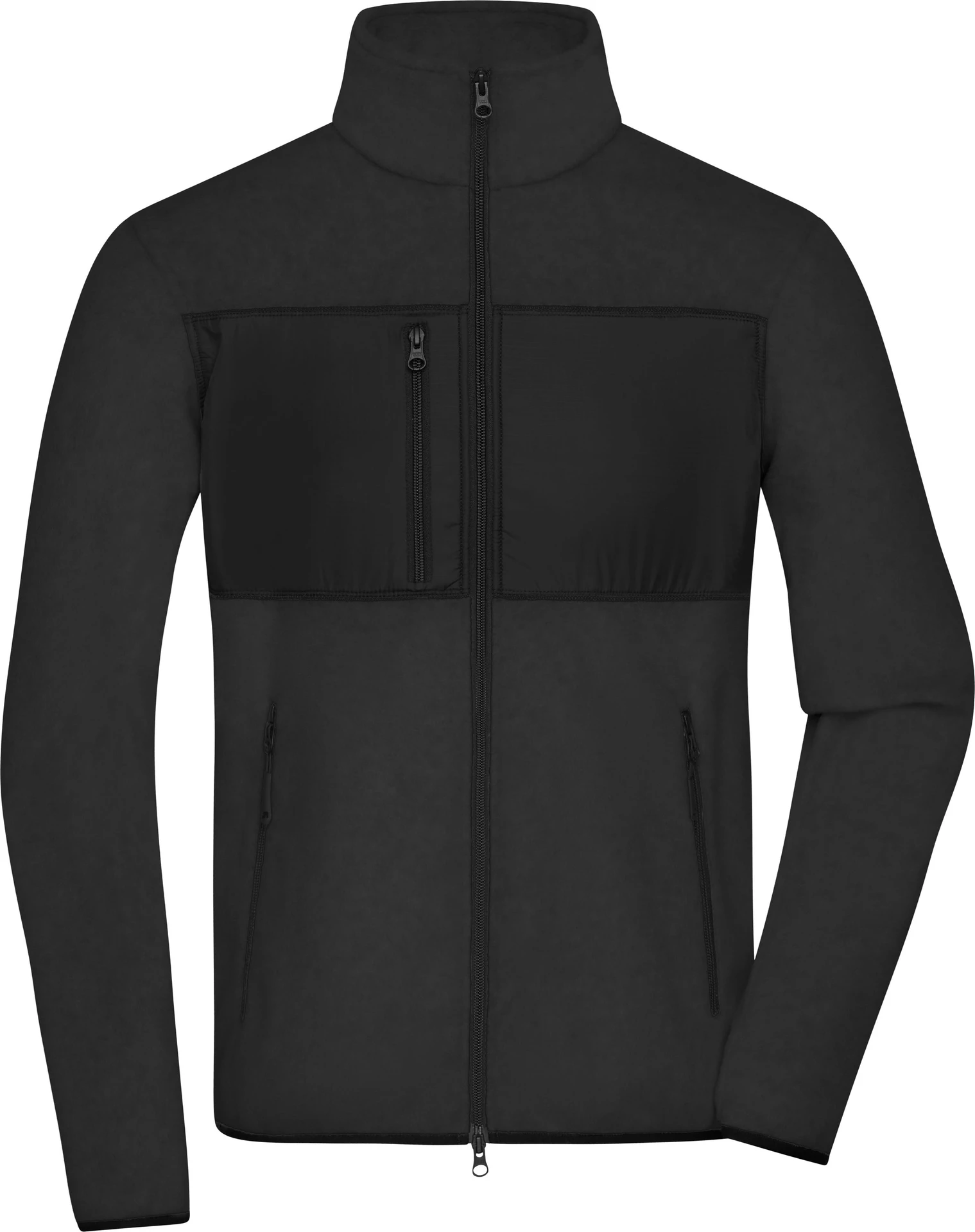 jn1312-mens-fleece-jacket-black-black-front-3 James & Nicholson Men´s Fleece Jacket