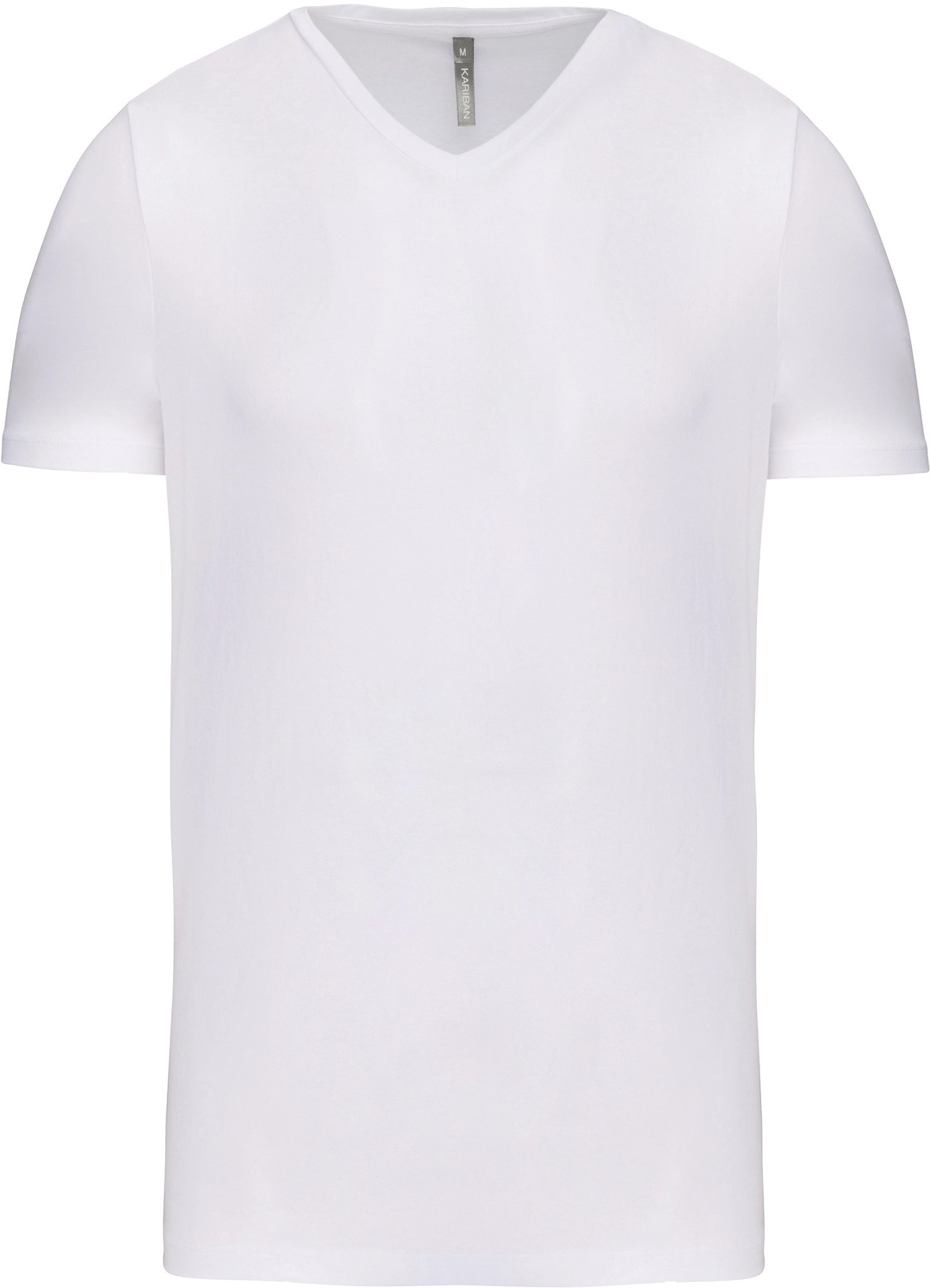 kariban-K3014-herren-v-ausschnitt-stretch-t-shirt-white-front-3 Kariban Herren V-Ausschnitt Stretch T-Shirt