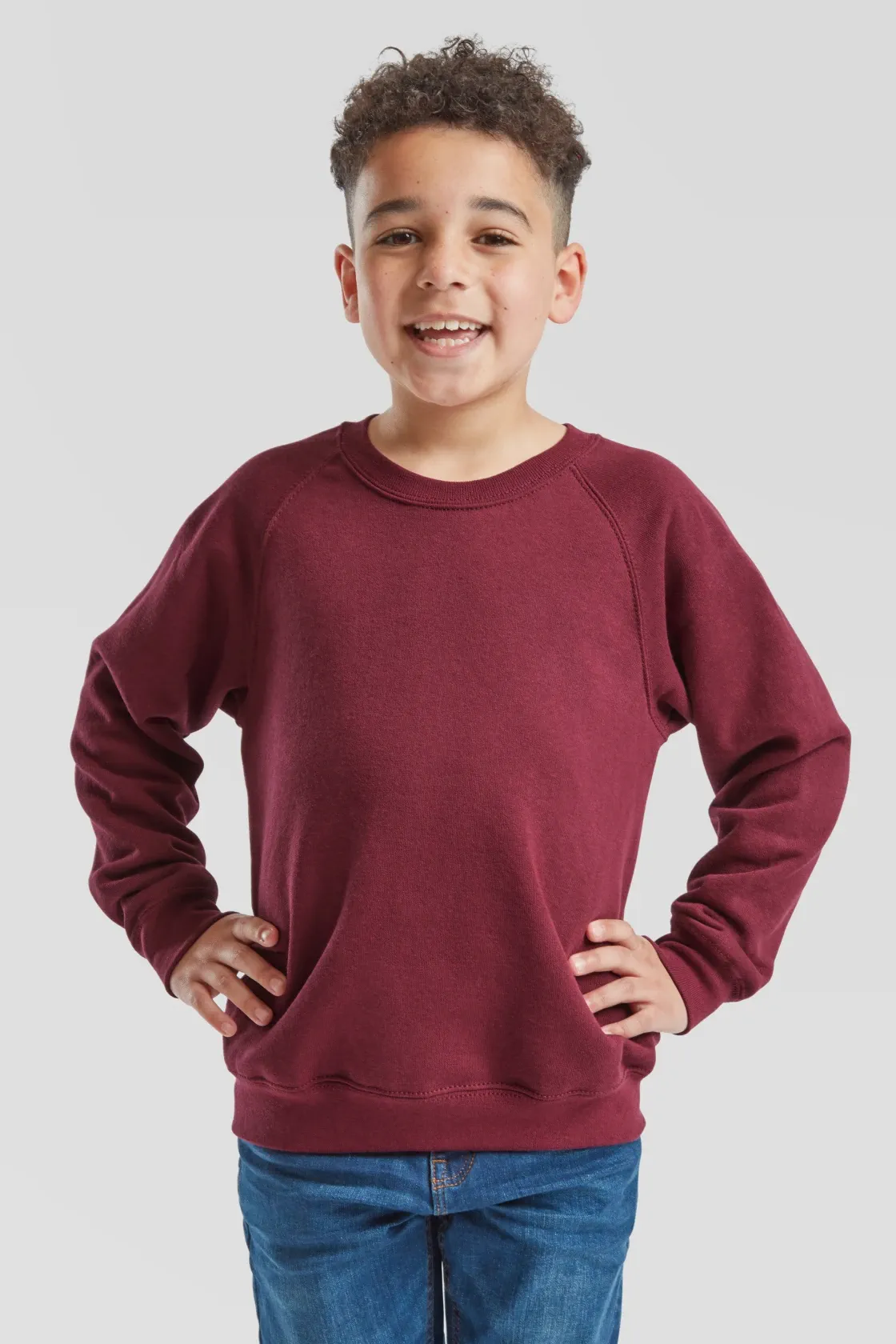 fruit-of-the-loom-62-039-0-kids-classic-raglan-sweatshirt-burgundy-model-0 F.O.L. Classic Raglan Sweat Kids
