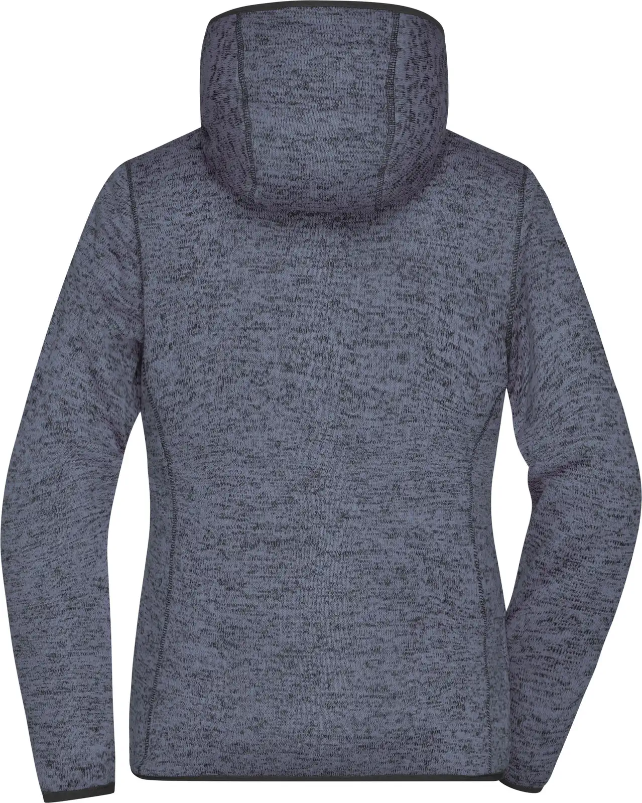 jn588-ladies-knitted-fleece-hoody-denimmelange-black-back-5 James & Nicholson Ladies Knitted Fleece Hoody