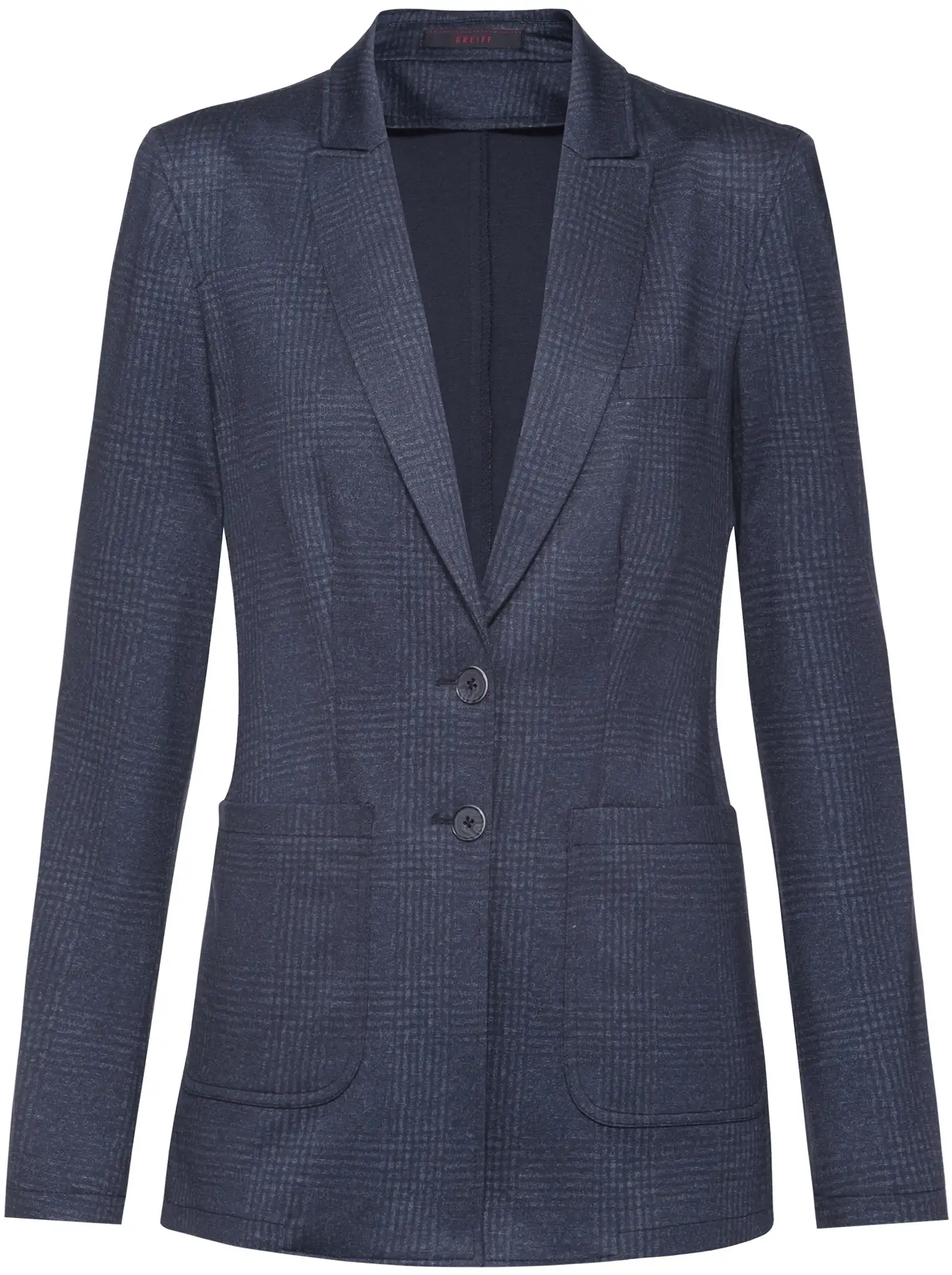 greiff-1449-damen-jerseylangblazer-rf_2120_glencheck-blau-front-2 GREIFF Damen Jerseylangblazer CASUAL Regular Fit