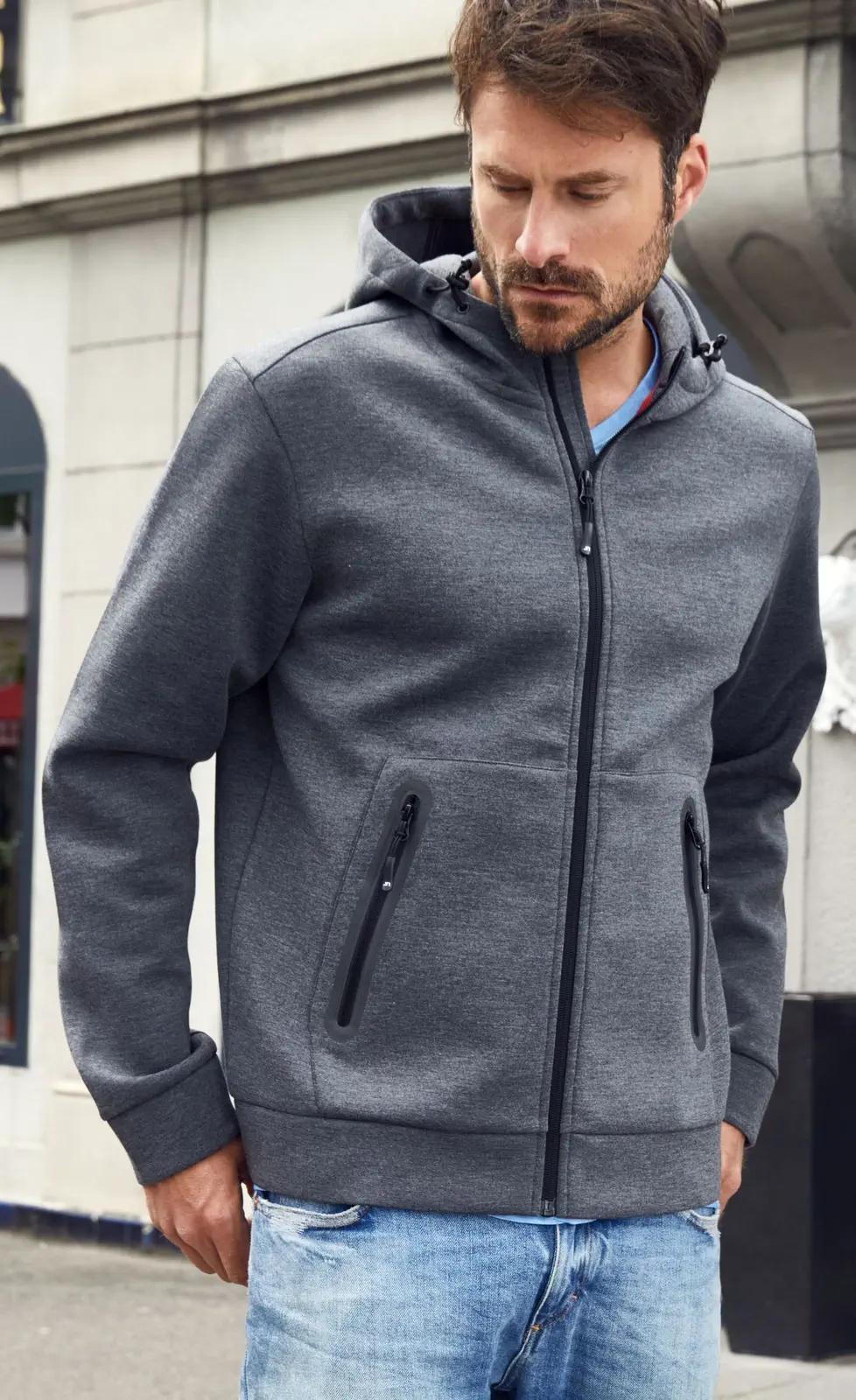 jn1144-mens-hooded-jacket-model-0 James & Nicholson Men's Hooded Jacket