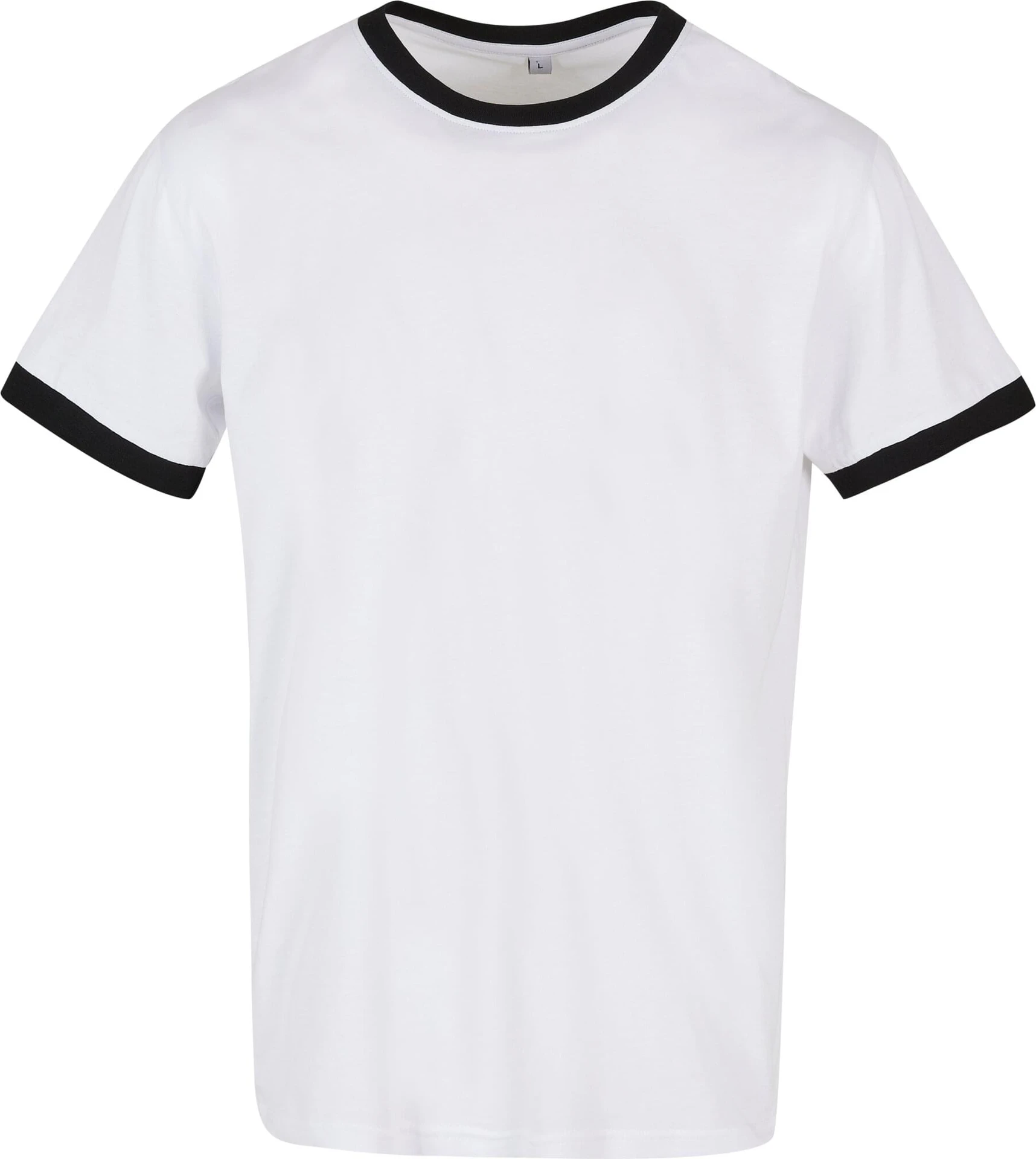 BYB-BB022-mens-ringer-t-shirt-white-black-front-4 Build Your Brand Ringer Tee