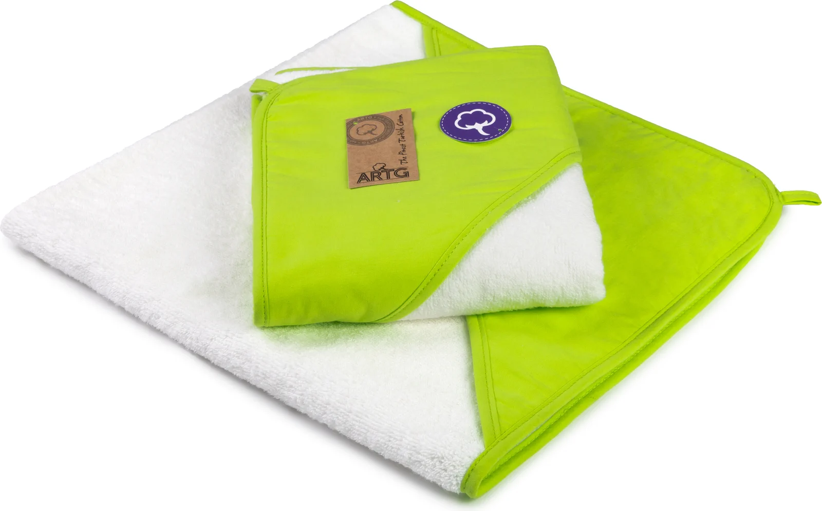 artg-ar731-print-me-baby-hooded-towel-white-limegreen-front-1 ARTG PRINT-Me® Baby Hooded Towel