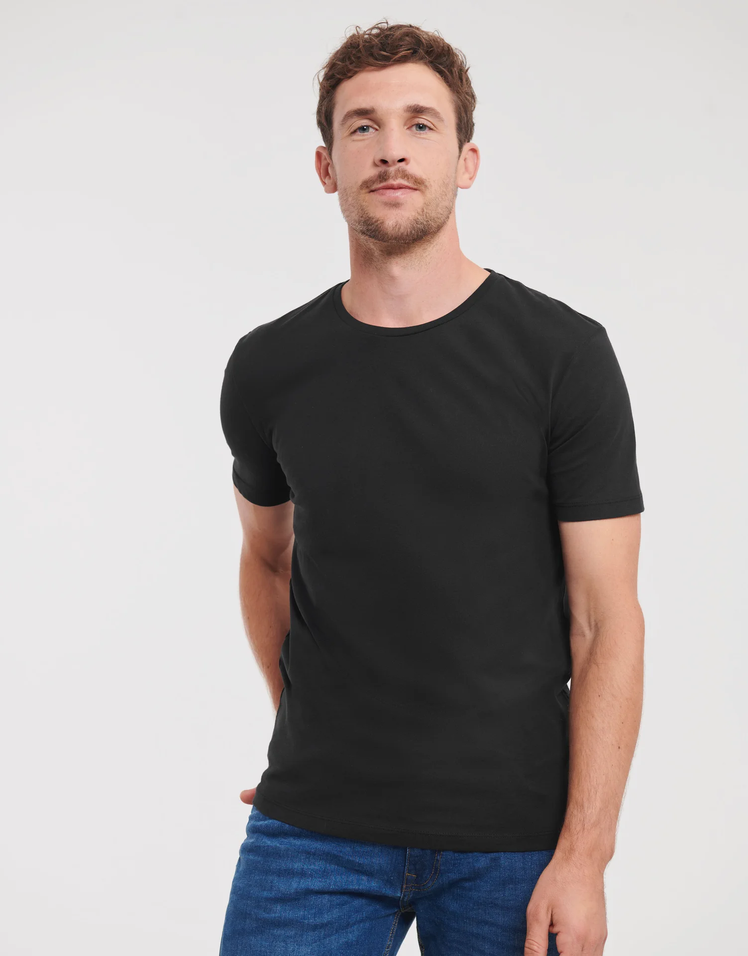 russell-r108m-mens-pure-organic-t-shirt-black-model-1 Russell Men's Authentic Tee Pure Organic