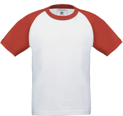 BC-TK350-TShirt-Base-ball-kids-whitered-0 B&C T-Shirt Base-Ball Kids