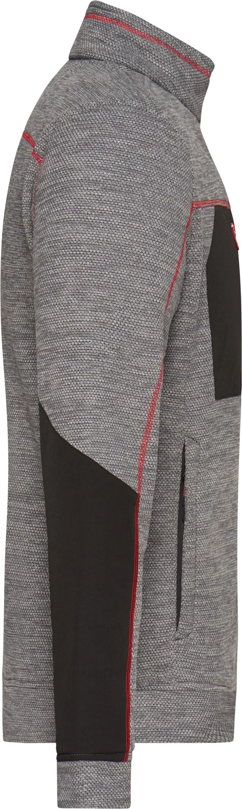 jn1818-mens-structure-fleece-jacket-carbonmelange-black-red-right-6 James & Nicholson Men's Structure Fleece Jacket JN1818