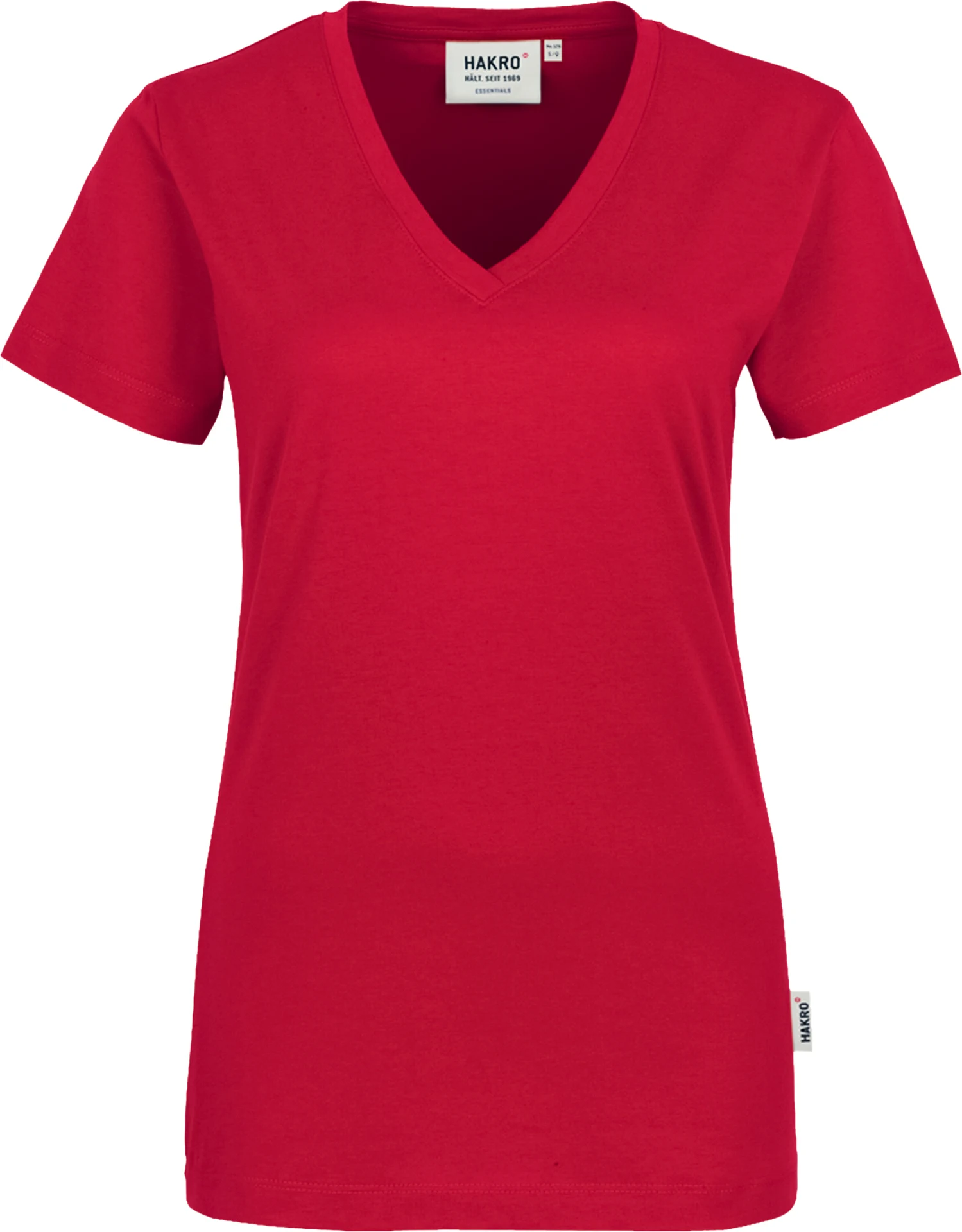 hakro-126-damen-v-shirt-classic-rot-front-1 HAKRO Women-V-Shirt 126 Classic