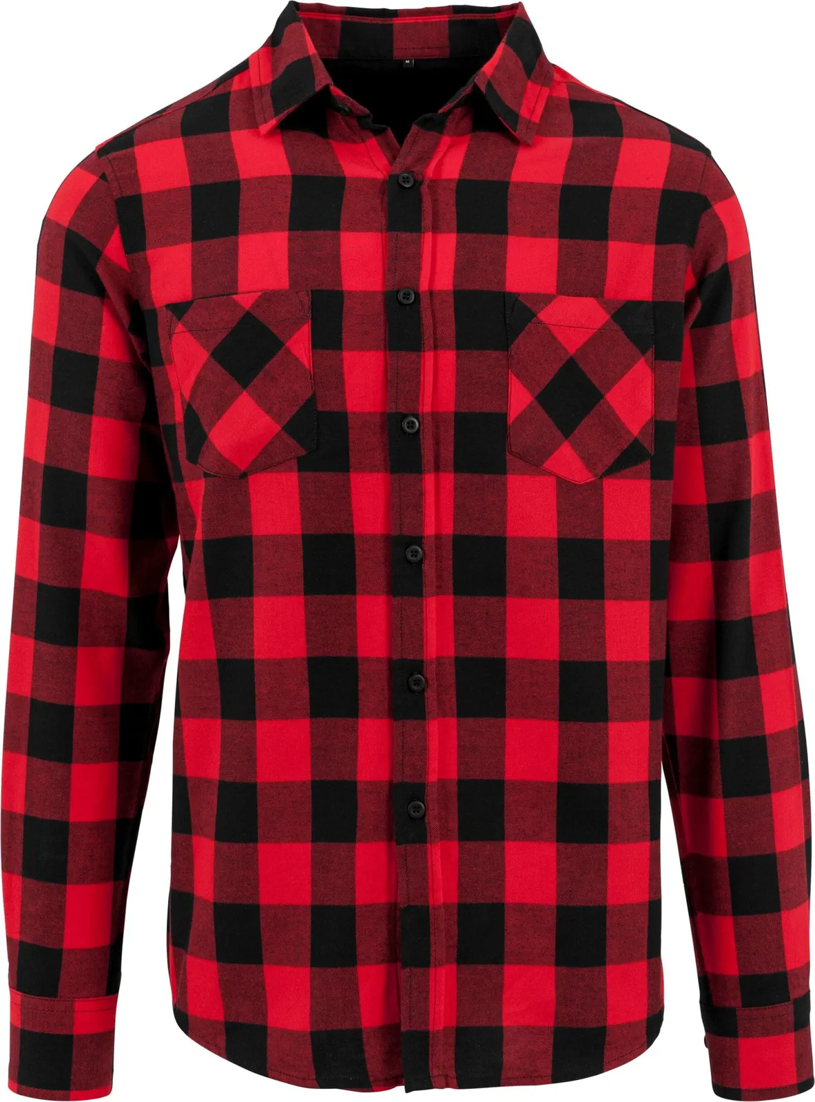 BYB-BY031-checked-flannel-shirt-black-red-front-4 Build Your Brand Checked Flannel Shirt