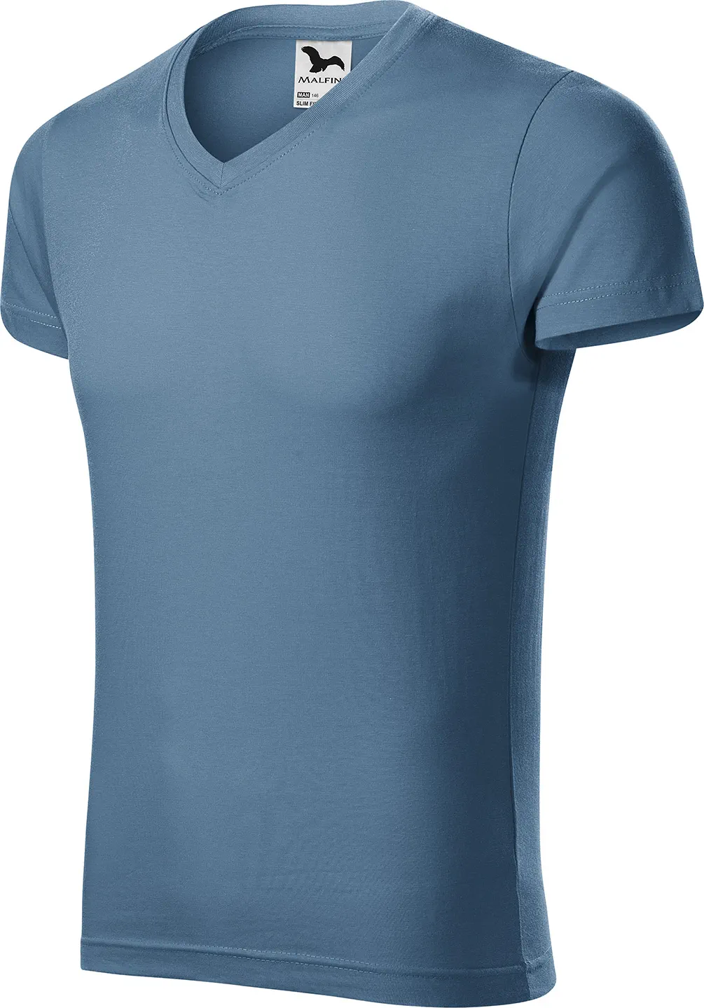 malfini-146-slim-fit-v-neck-t-shirt-herren-denim-left-3 MALFINI T-Shirt Slim Fit V-Neck 146