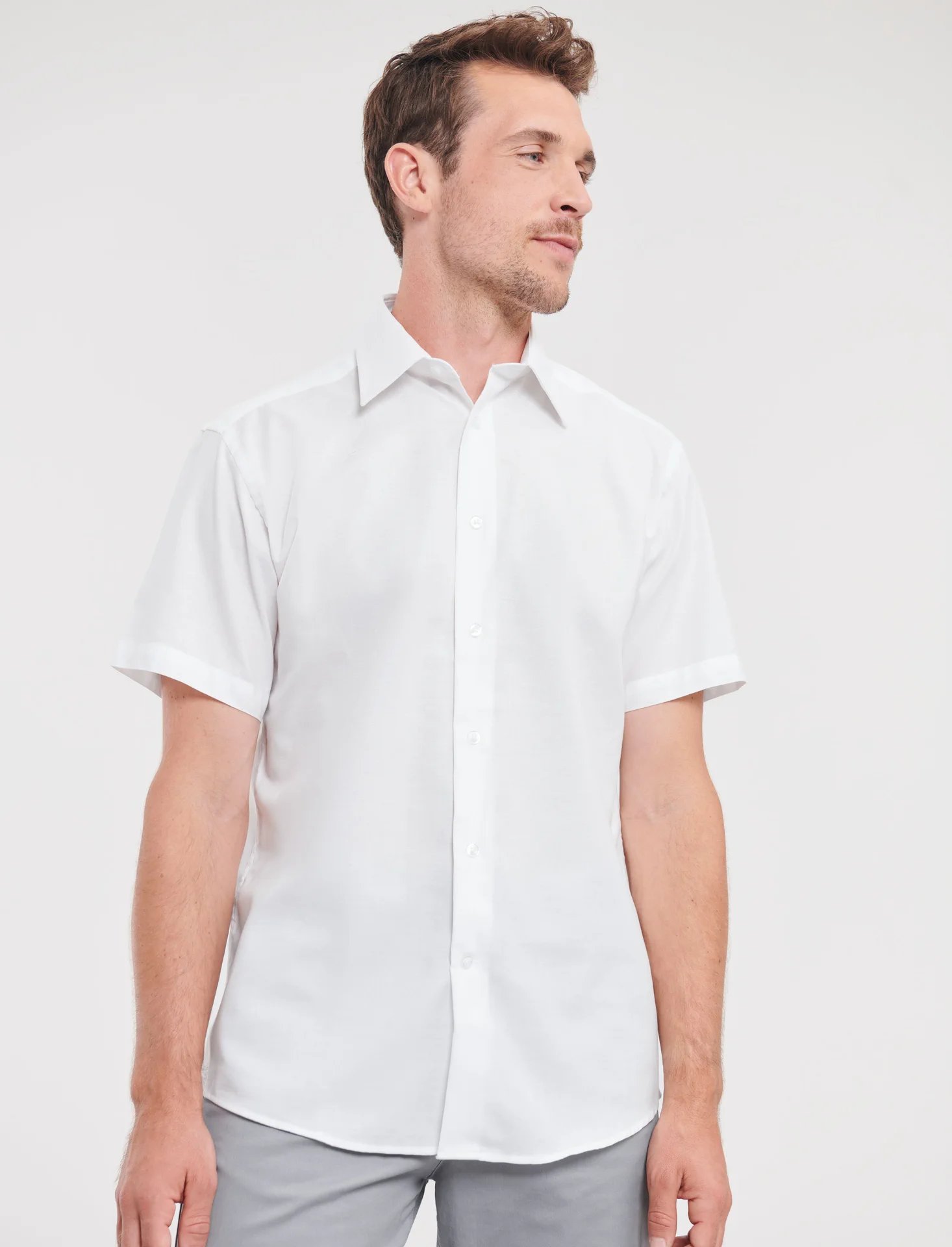 Russell Men's Short Sleeve Easy Care Tailored Oxford Shirt