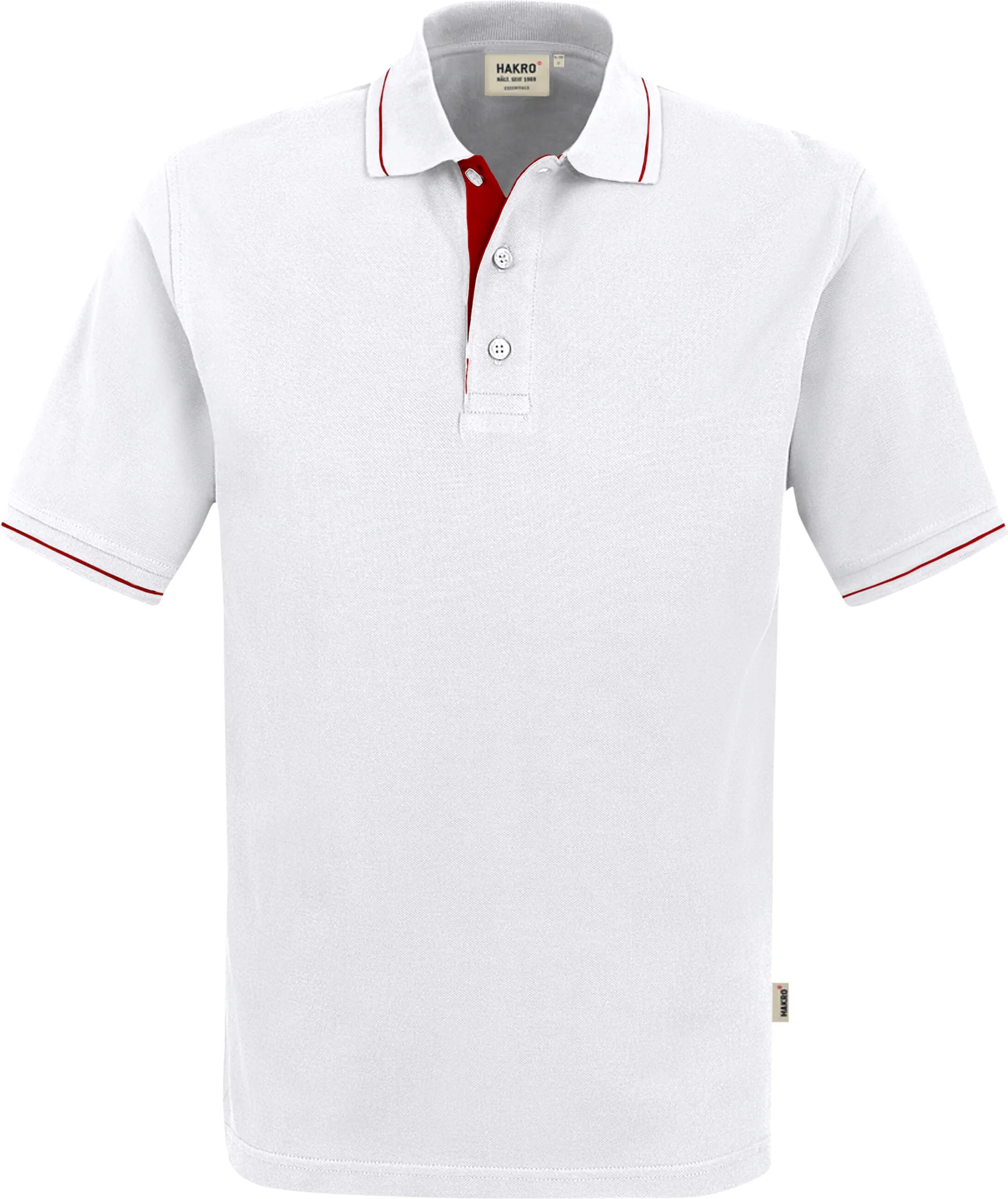 hakro-803-poloshirt-casual-weiss-rot-front-1 HAKRO Poloshirt 803 Casual