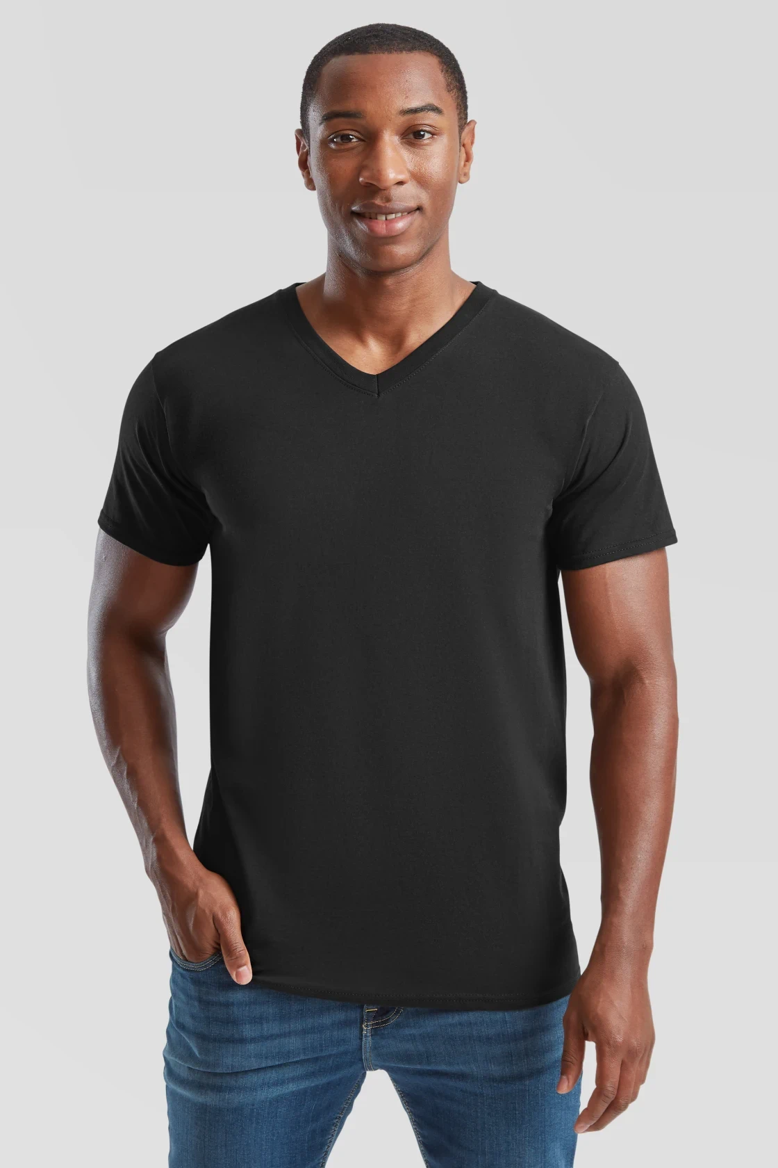 fruit-of-the-loom-61-426-0-original-v-neck-t-shirt-black-model-0 F.O.L. Original V-Neck T