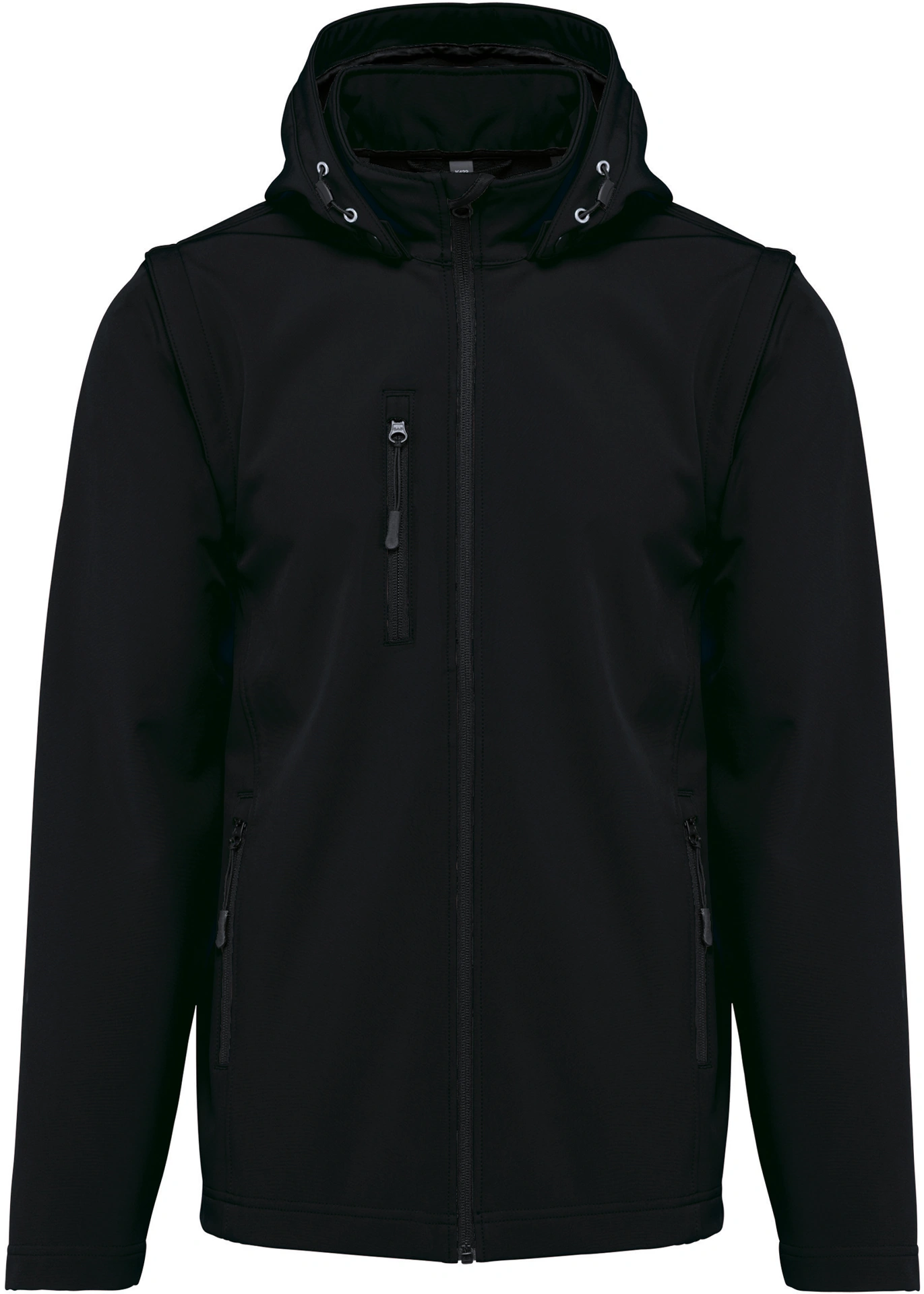 K422-unisex-3-lagen-kapuzen-softshell-jacke-black-front-3 Kariban Unisex 3-Lagen Kapuzen Softshell Jacke