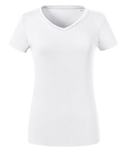 Russell Ladies` Pure Organic V-Neck Tee Russell Ladies` Pure Organic V-Neck Tee