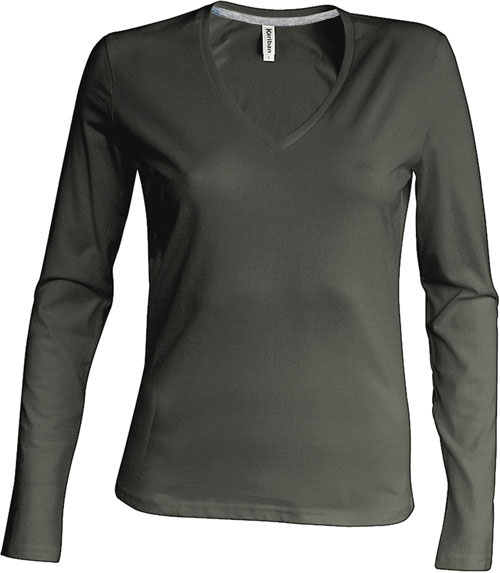 Kariban Damen V-Neck T-Shirt langarm