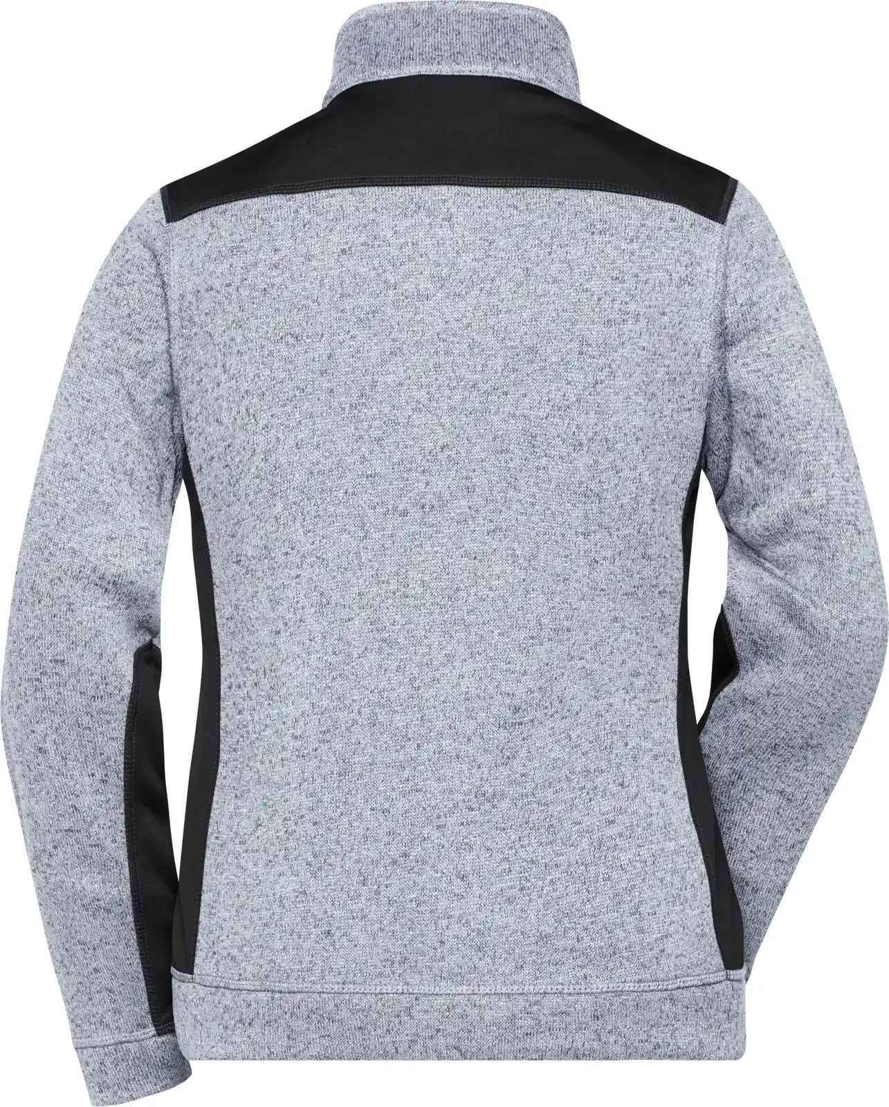 jn861-ladies-knitted-workwear-fleece-jacket-whitemelange-carbon-back-5 James & Nicholson Ladies Knitted Workwear Fleece Jacket -STRONG-