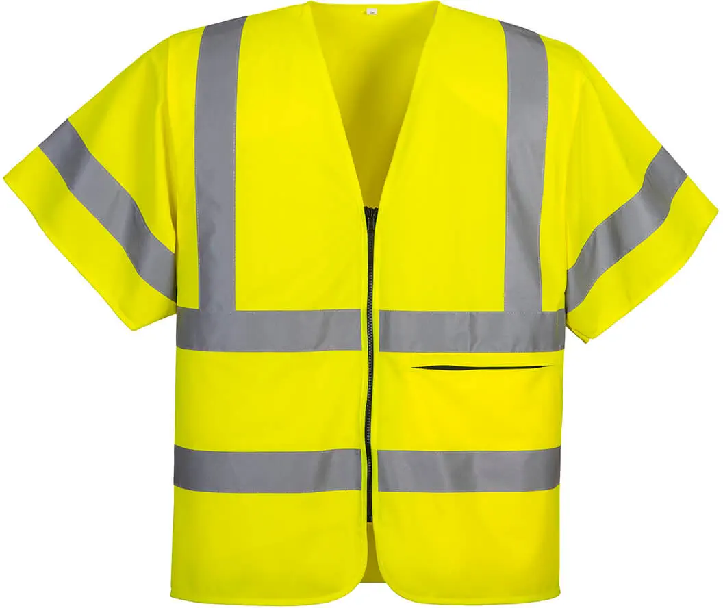 PORTWEST C372 Warnschutz Weste mit Schulterreflexband und Reißverschluss kurzarm PORTWEST C372 Warnschutz Weste mit Schulterreflexband und Reißverschluss kurzarm
