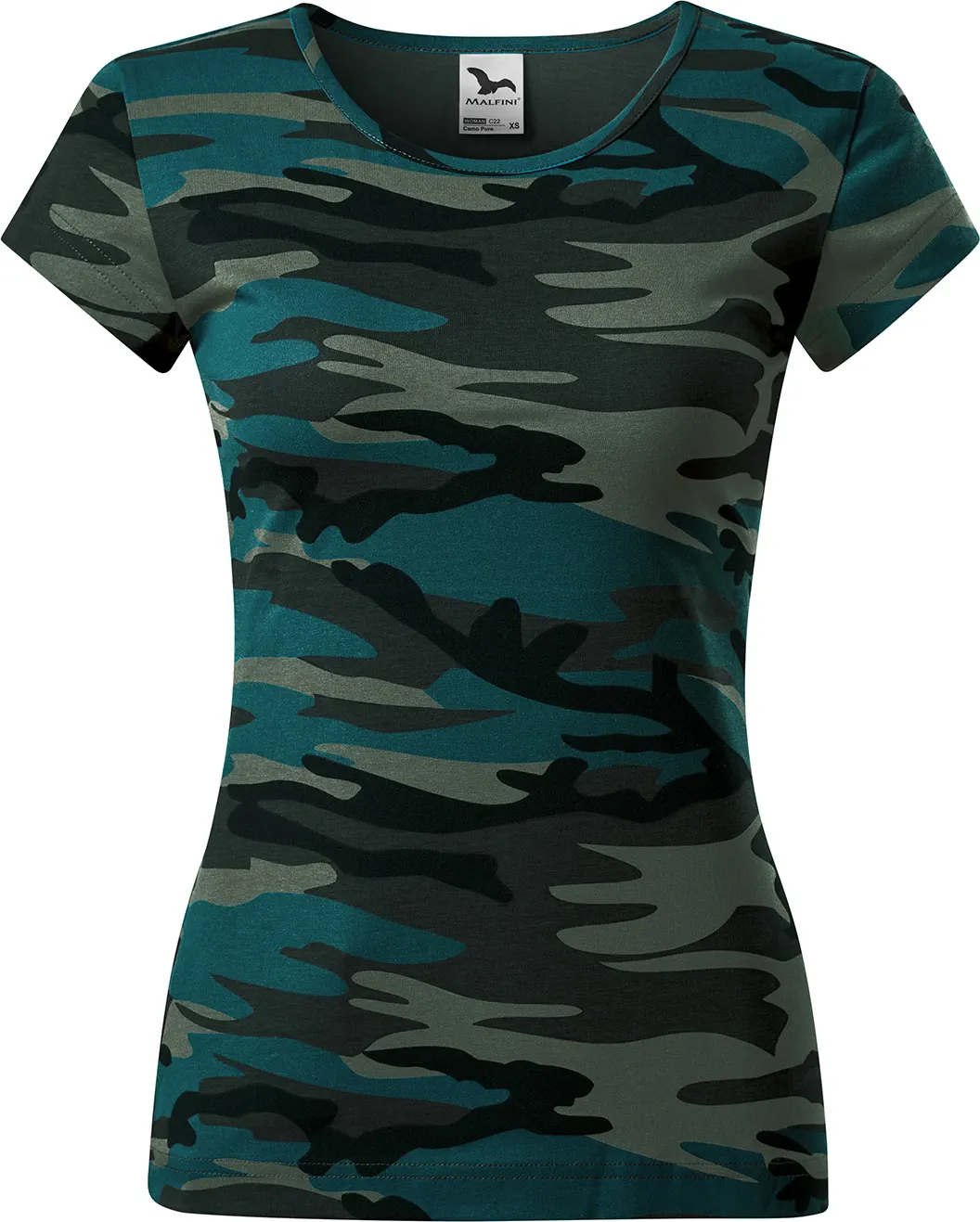 malfini-C22-camo-pure-t-shirt-damen-camouflage-petrol-front-2 MALFINI T-Shirt Camo Pure C22