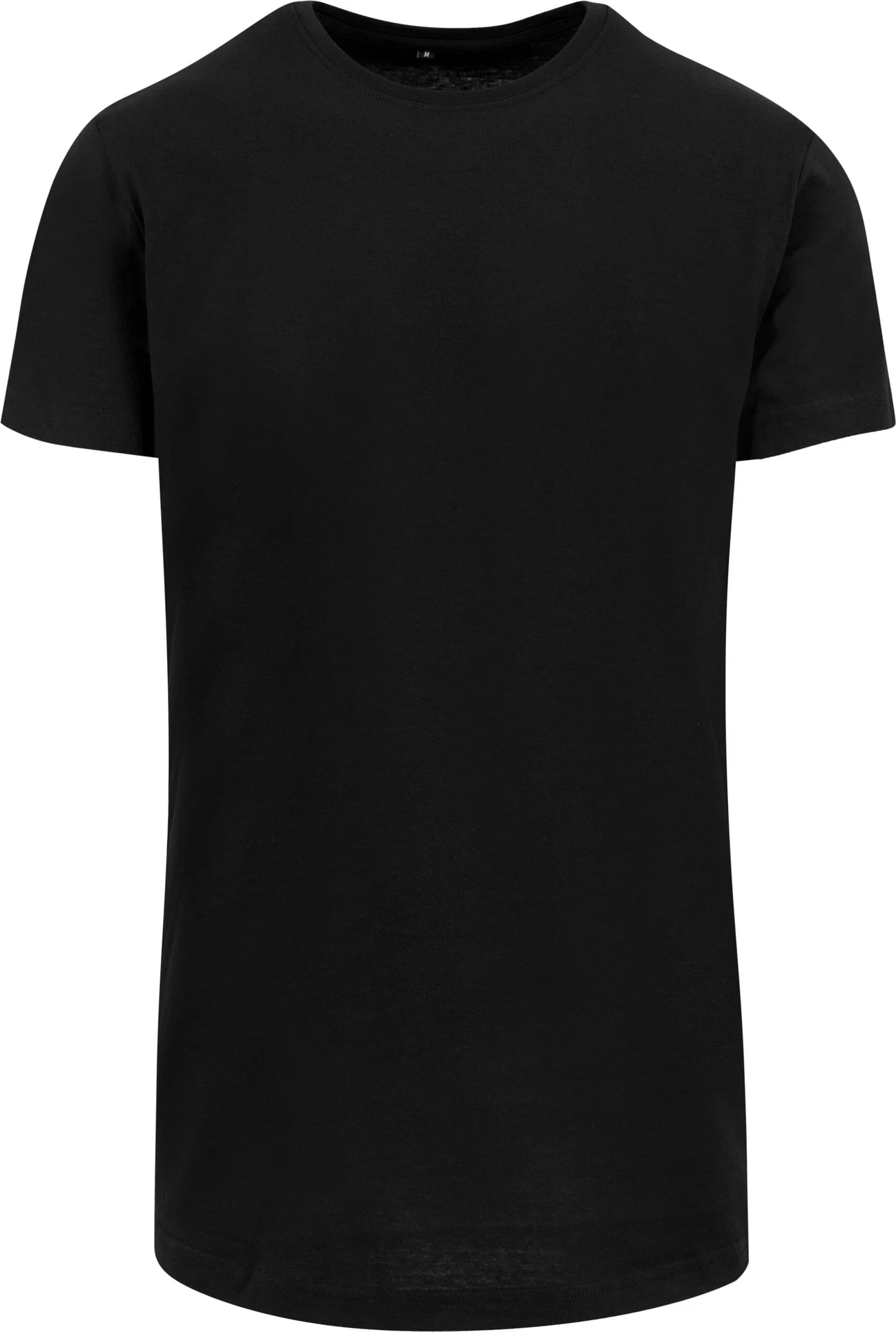 BYB-BY028-shaped-long-t-shirt-black-front-4 Build Your Brand Shaped Long Tee