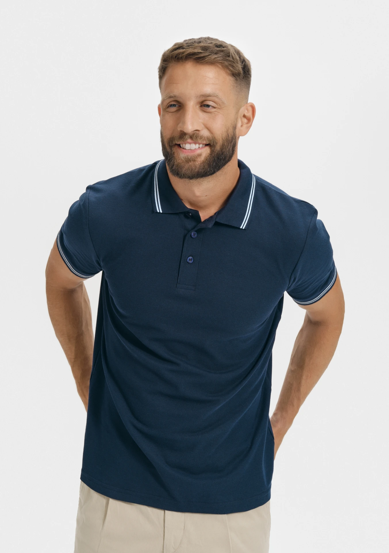 malfini-219-urban-polohemd-herren-marineblau-model-0 MALFINI Poloshirt Urban 219
