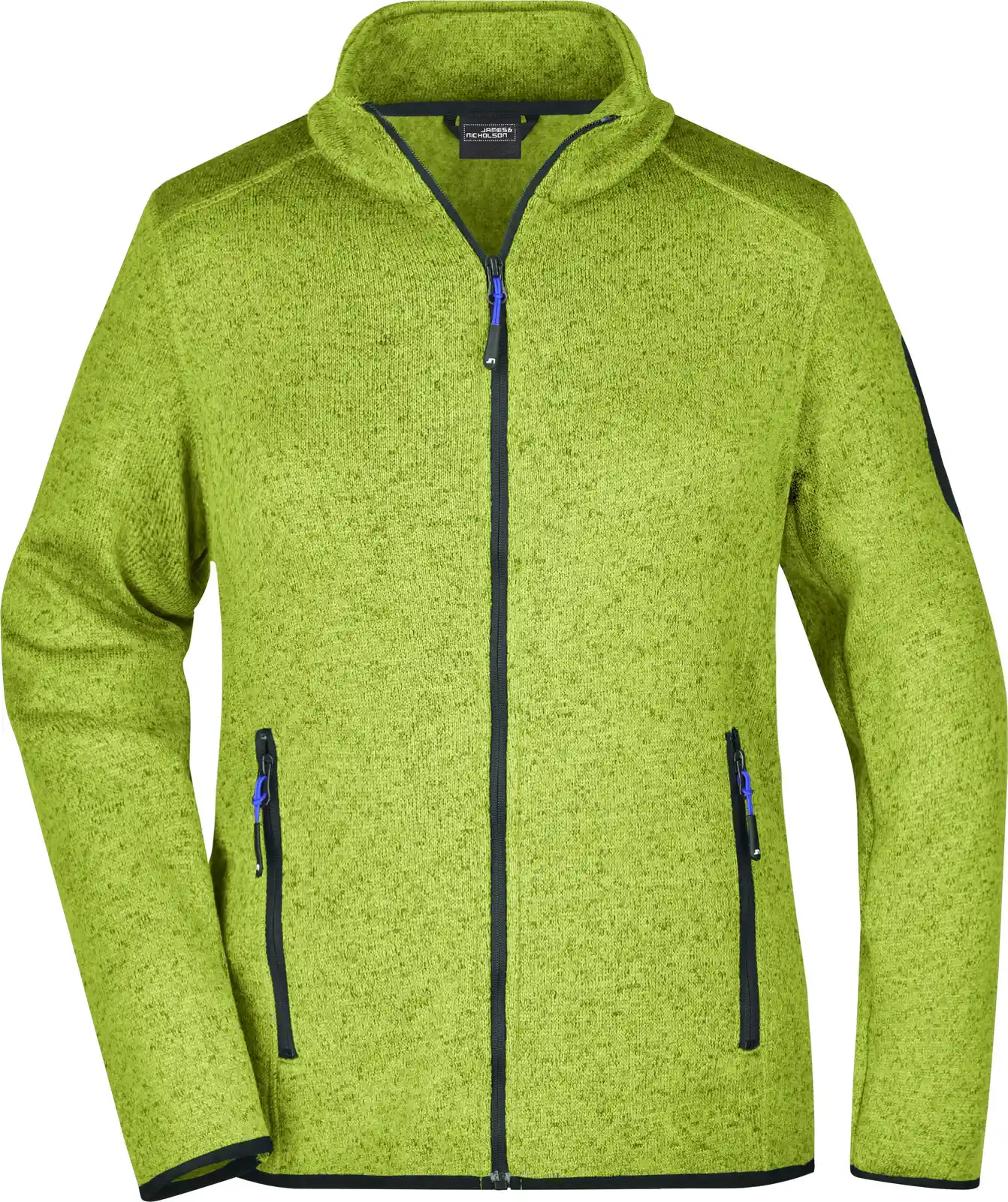 jn761-ladies-knitted-fleece-jacket-kiwimelange-royal-front-3 James & Nicholson Ladies Knitted Fleece Jacket