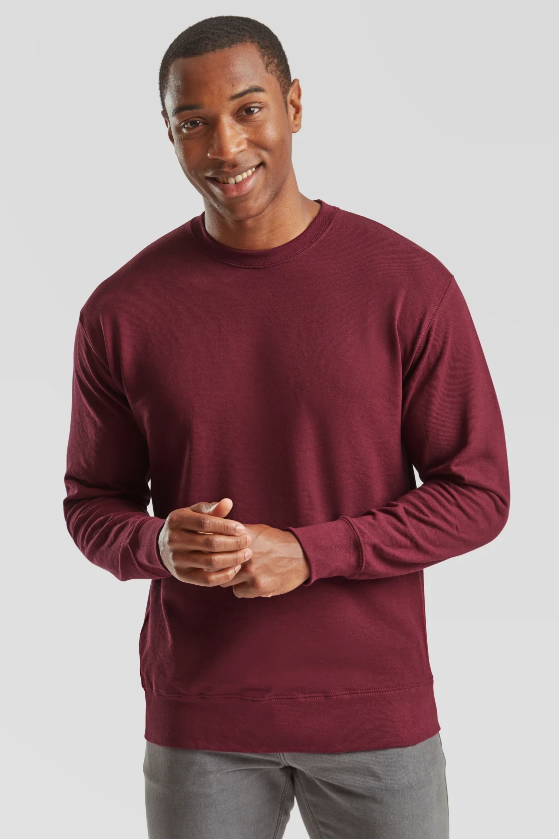 fruit-of-the-loom-62-156-0-lightweight-set-in-sweatshirt-burgundy-model-0 F.O.L. Lightweight Set-In Sweat
