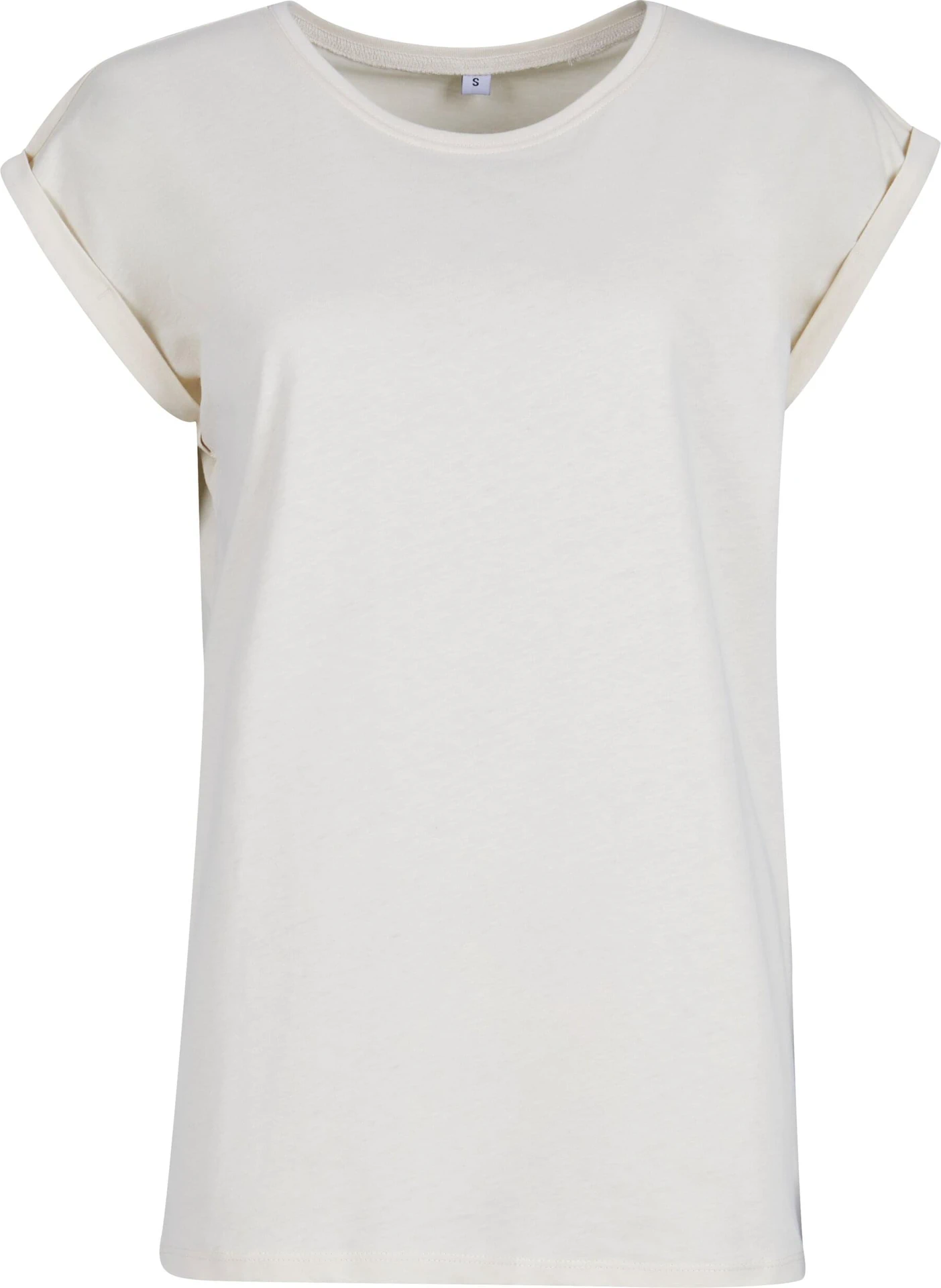BYB-BY021-ladies-extended-shoulder-t-shirt-whitesand-front-4 Build Your Brand Ladies Extended Shoulder Tee