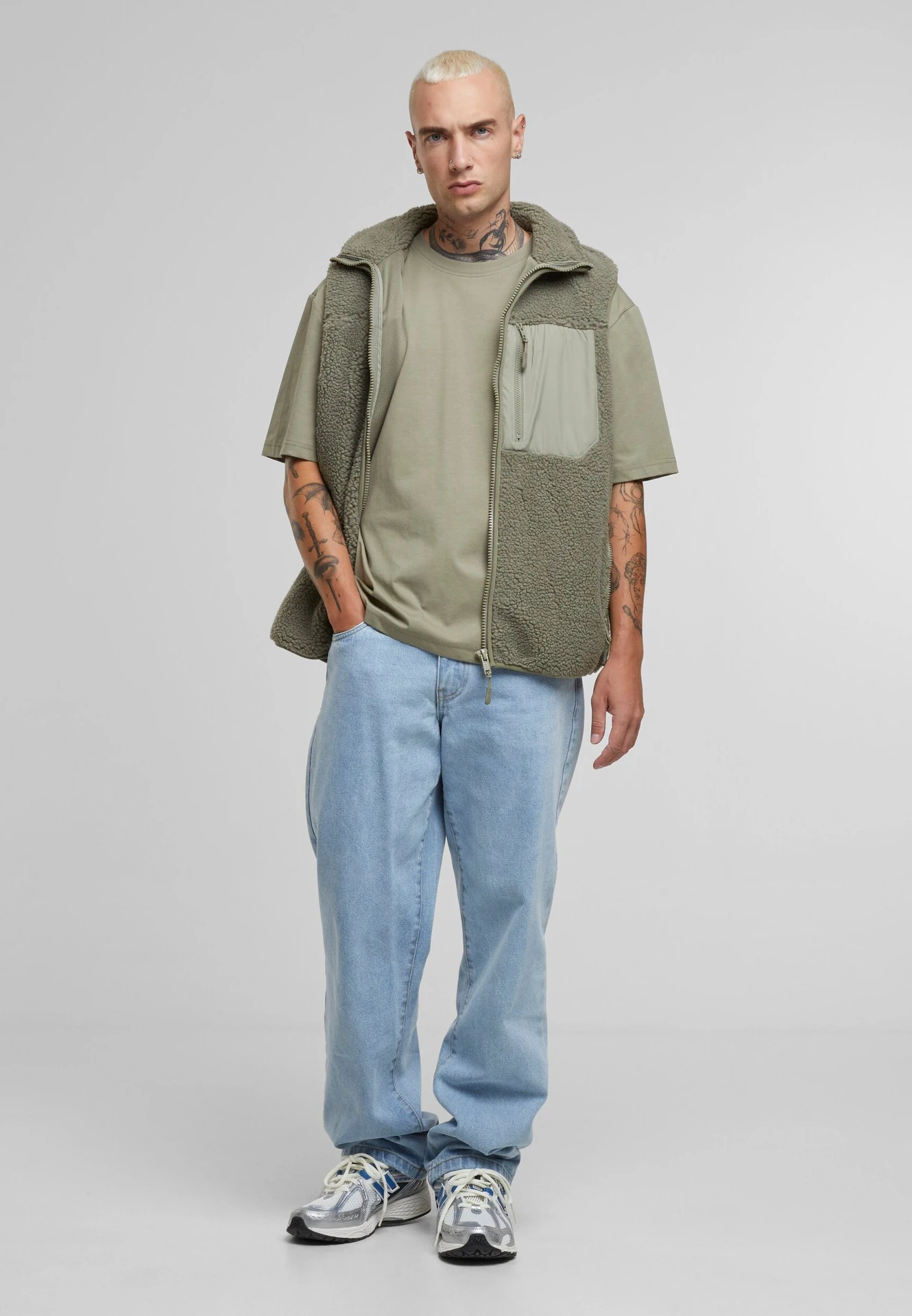 BYB-BY364-sorona-loose-fit-t-shirt-paleolive-model-3 Build Your Brand Sorona® Loose Fit Tee