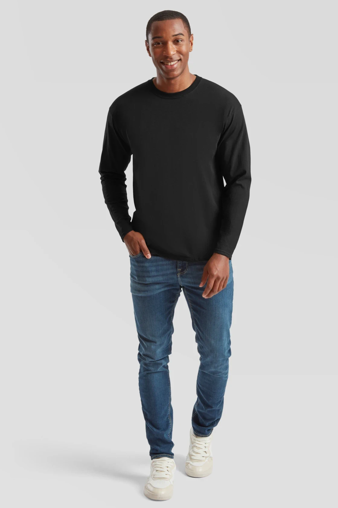 fruit-of-the-loom-61-428-0-original-long-sleeve-t-shirt-black-model-3 F.O.L. Original Long Sleeve T