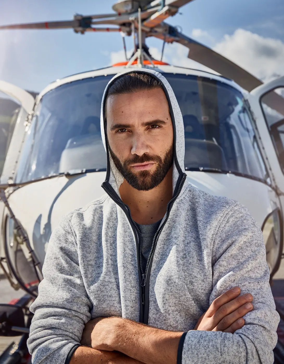 jn589-mens-knitted-fleece-hoody-model-1 James & Nicholson Men's Knitted Fleece Hoody