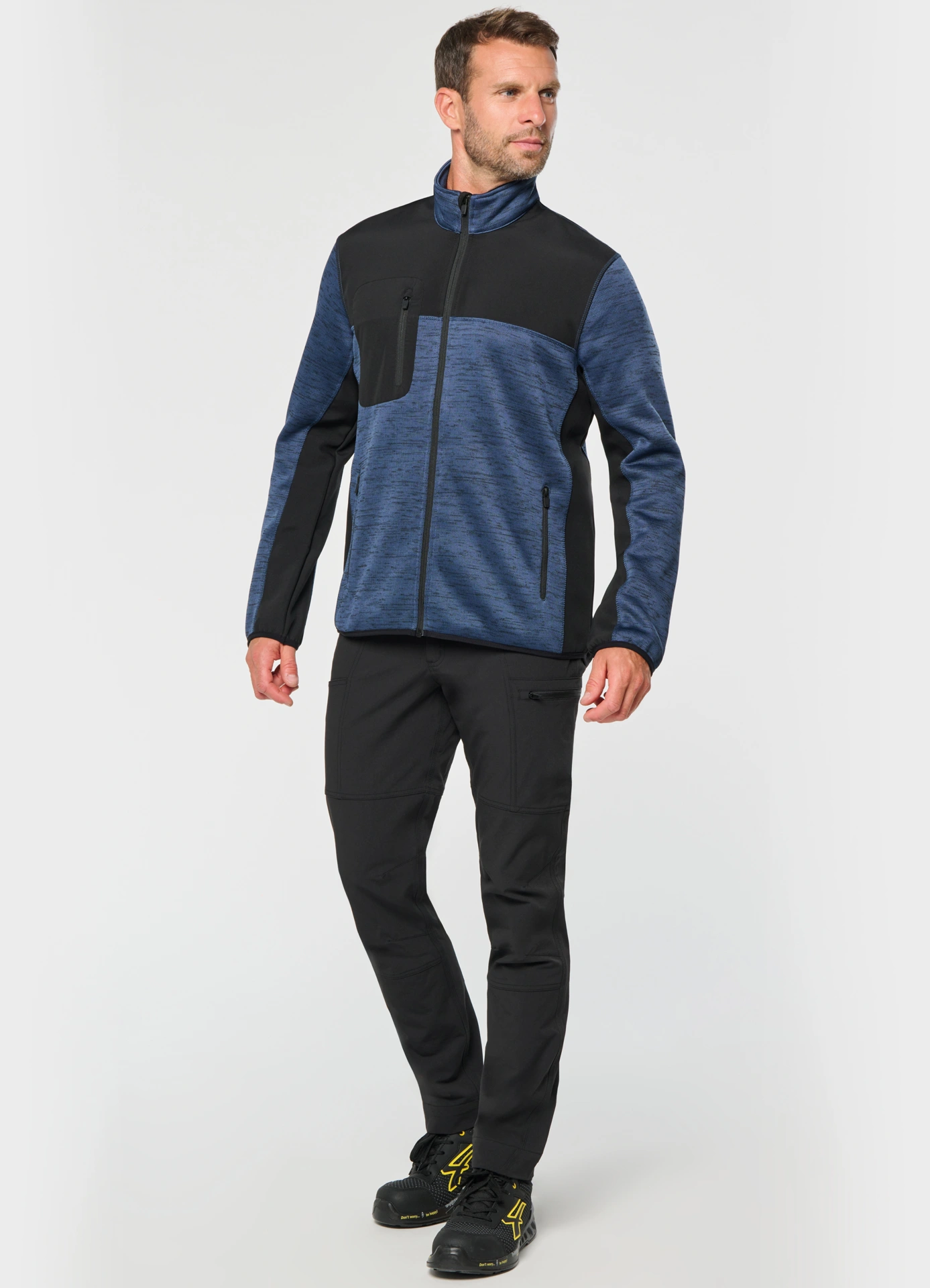 kariban-WK9108-herren-workwear-strickfleece-jacke-model-2 Kariban Herren Workwear Strickfleece Jacke