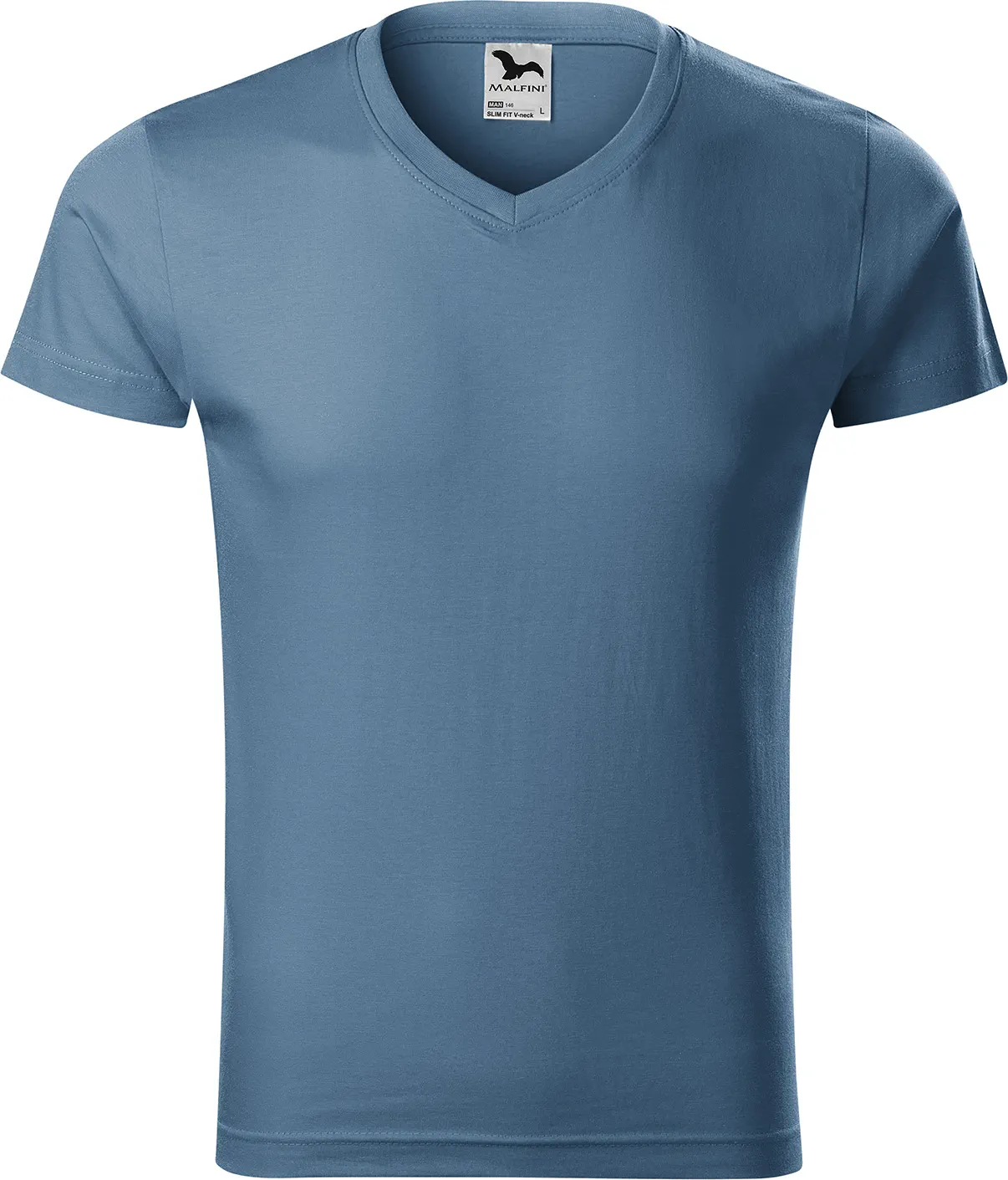 malfini-146-slim-fit-v-neck-t-shirt-herren-denim-front-2 MALFINI T-Shirt Slim Fit V-Neck 146