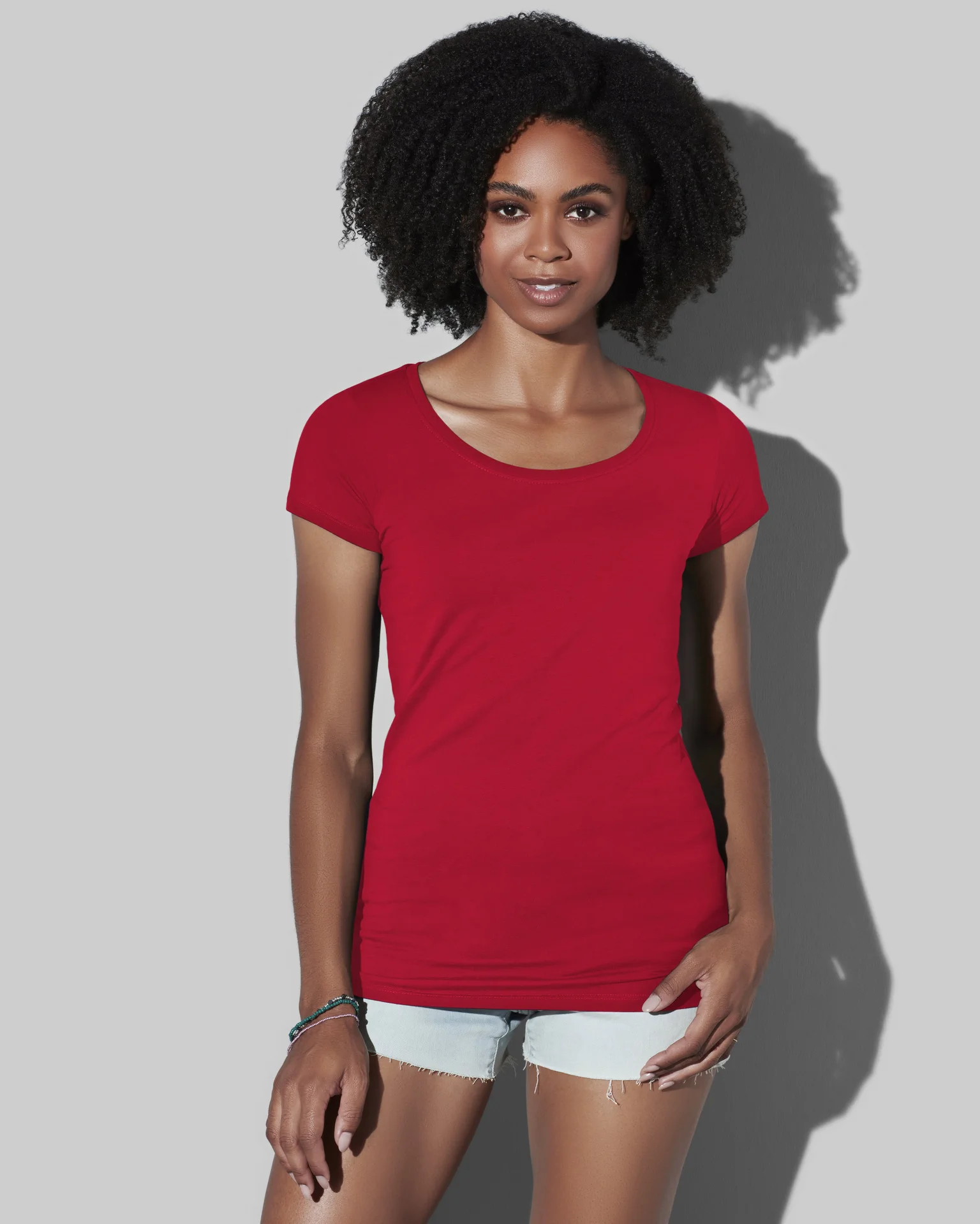 stedman-st9700-crew-neck-t-shirt-claire-scarletred-model-1 Stedman Claire Crew Neck for women