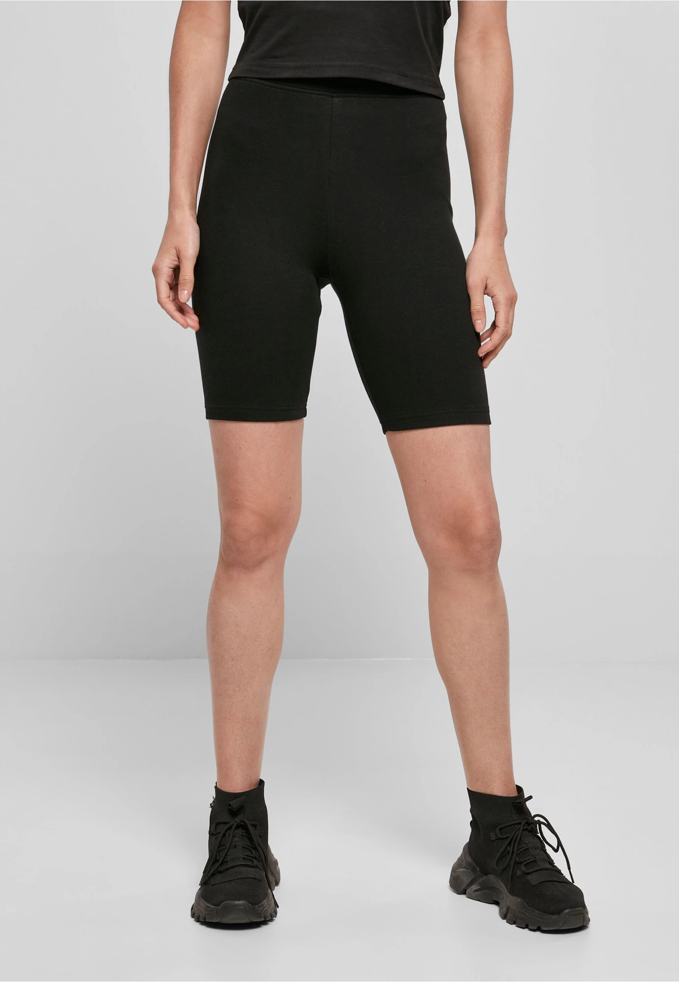 BYB-BY184-ladies-high-waist-cycle-shorts-black-model-0 Build Your Brand Ladies High Waist Cycle Shorts