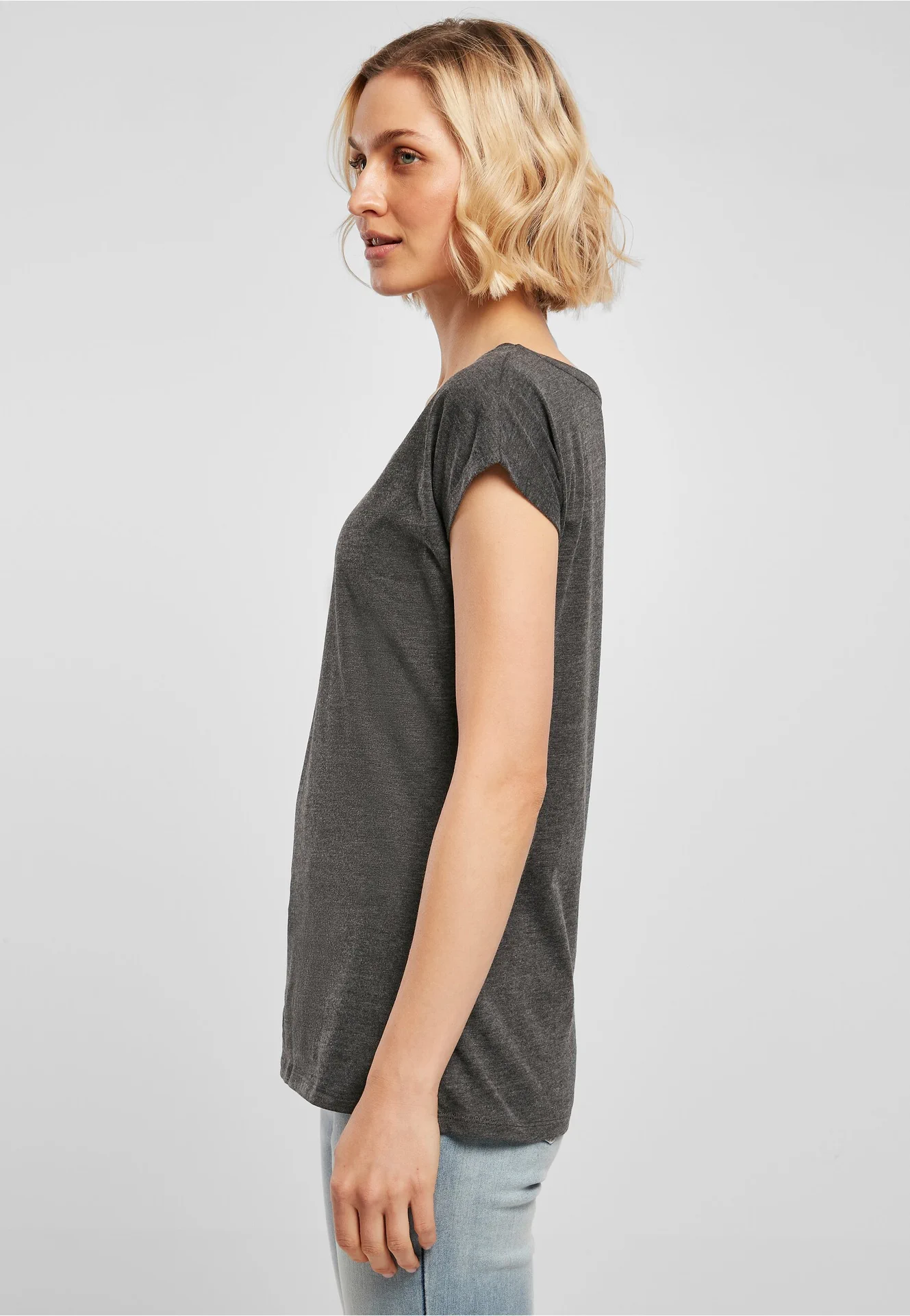 BYB-BB013-ladies-wide-neck-t-shirt-charcoal-model-1 Build Your Brand Ladies Wide Neck Tee