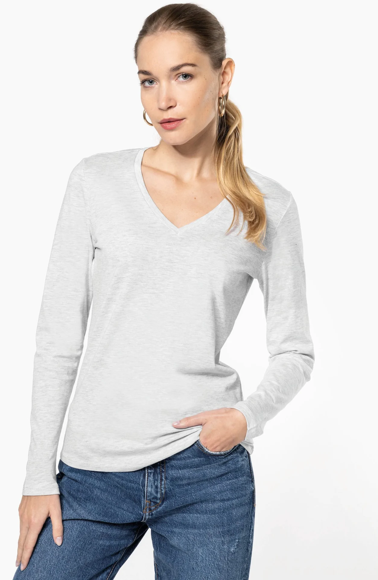 Kariban Damen V-Neck T-Shirt langarm