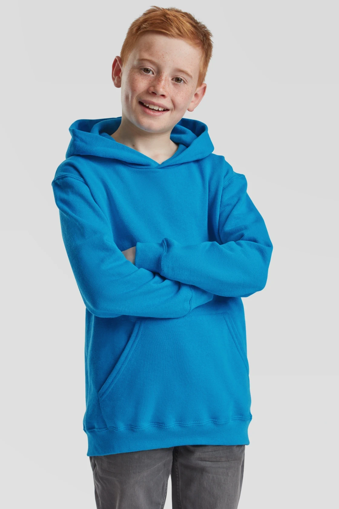 fruit-of-the-loom-62-043-0-kids-classic-hooded-sweatshirt-azureblue-model-0 F.O.L. Kids Classic Hooded Sweat