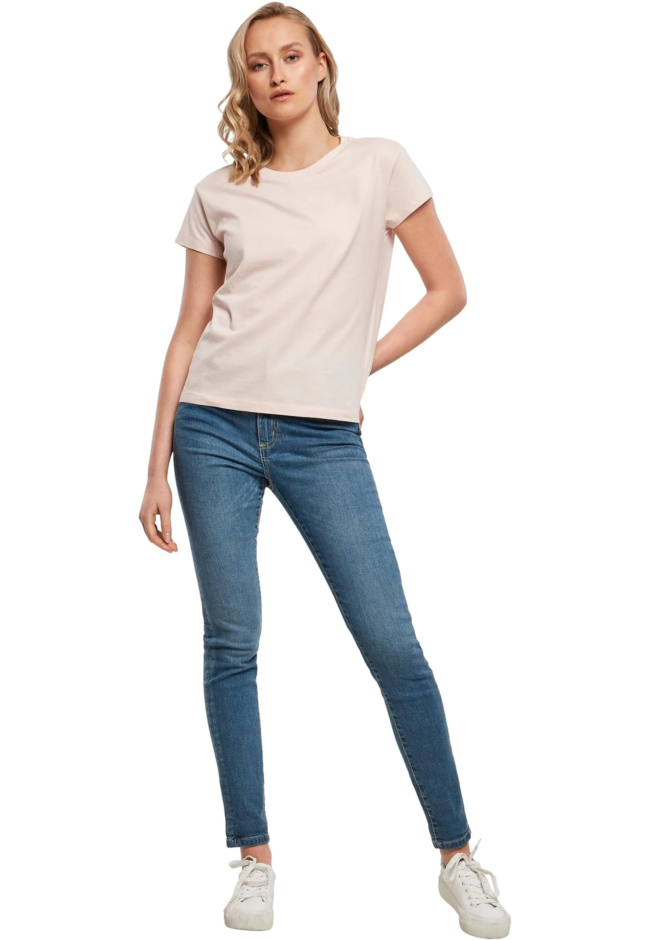 BYB-BY052-ladies-box-t-shirt-pink-model-3 Build Your Brand Ladies Box Tee