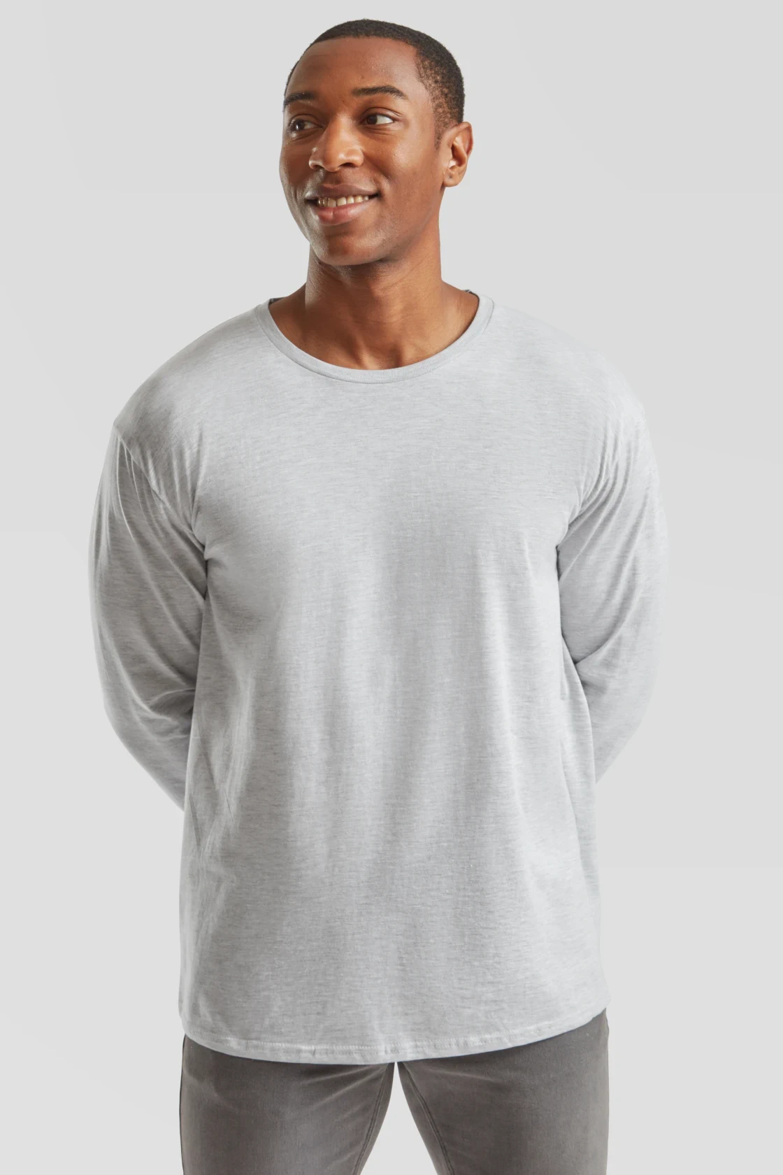 fruit-of-the-loom-61-446-0-iconic-150-long-sleeve-t-shirt-heathergrey-model-0 F.O.L. Iconic 150 Classic Long Sleeve T
