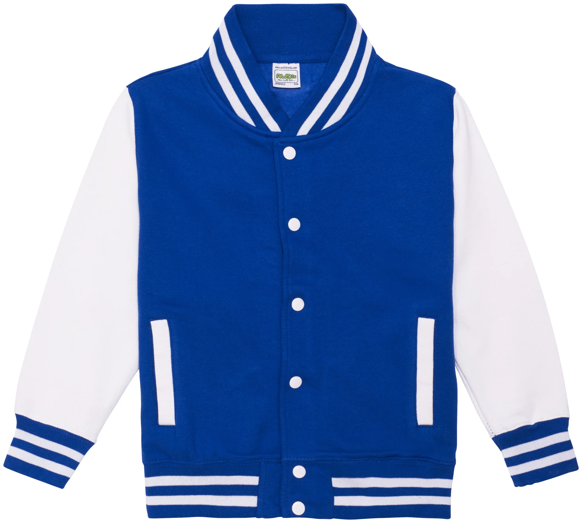 justhoods-jh043j-kids-varsity-jacket-royalblue-white-front-1 Just Hoods Kids Varsity Jacket