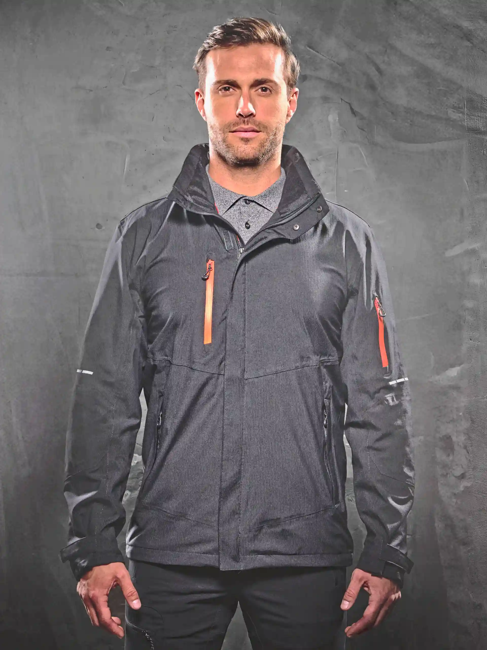 regatta-trw511-x-pro-exosphere-ii-shell-jacket-black-magma-orange-model-1 Regatta X-Pro Exosphere II Shell Jacket