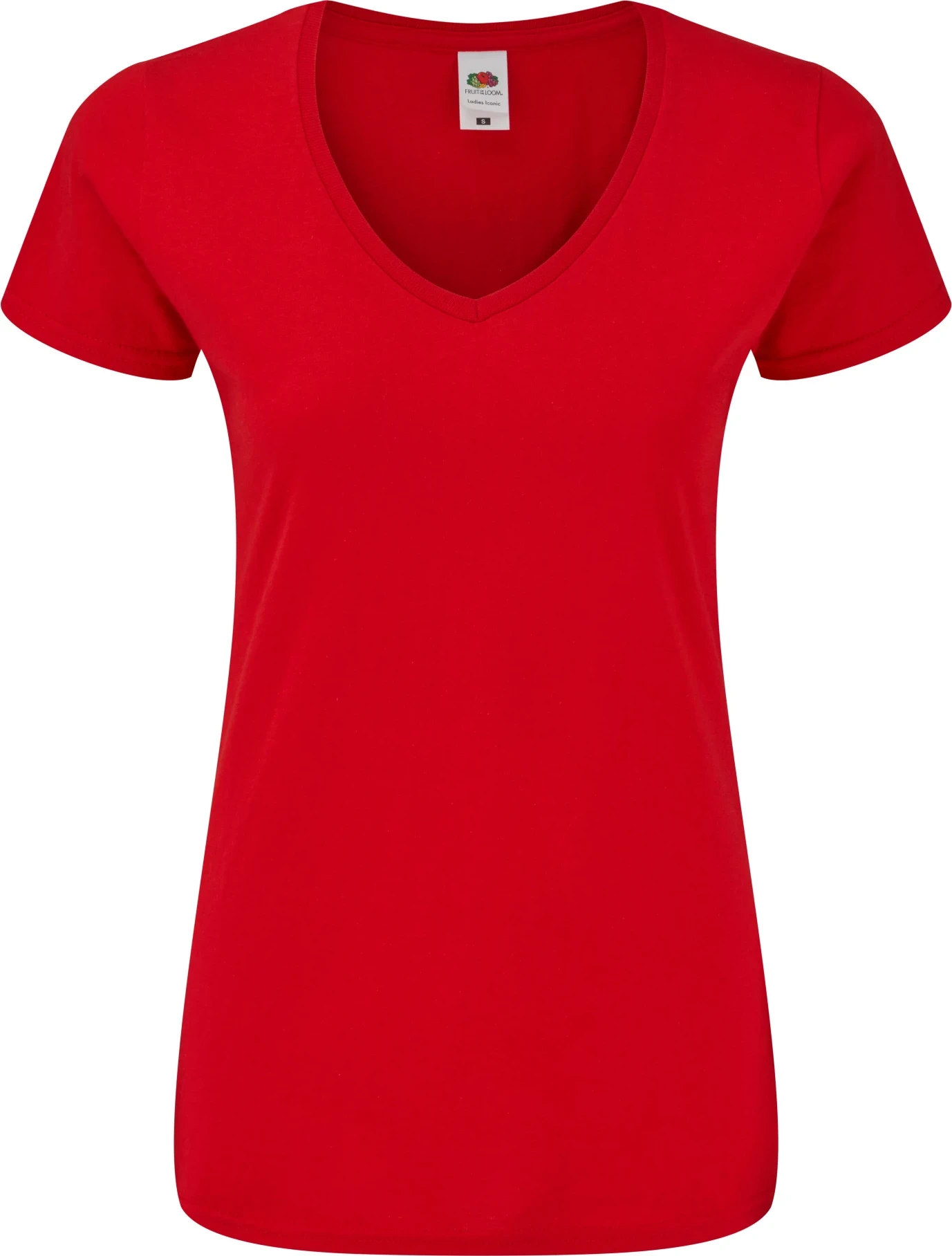 fruit-of-the-loom-61-444-0-ladies-iconic-150-v-neck-t-shirt-red-4 F.O.L. Ladies Iconic 150 V Neck T