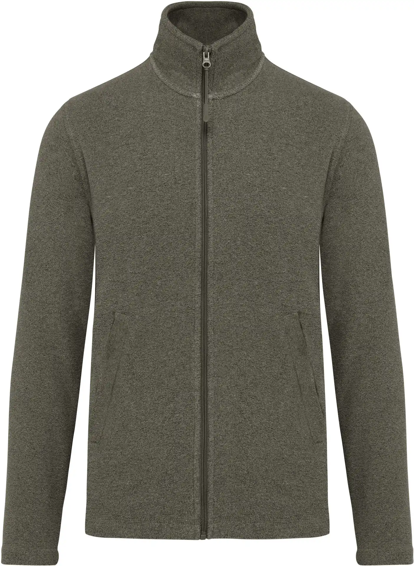 kariban-K911-microfleece-jacke-falco-greenmarbleheather-front-3 Kariban Microfleece Jacke "Falco"