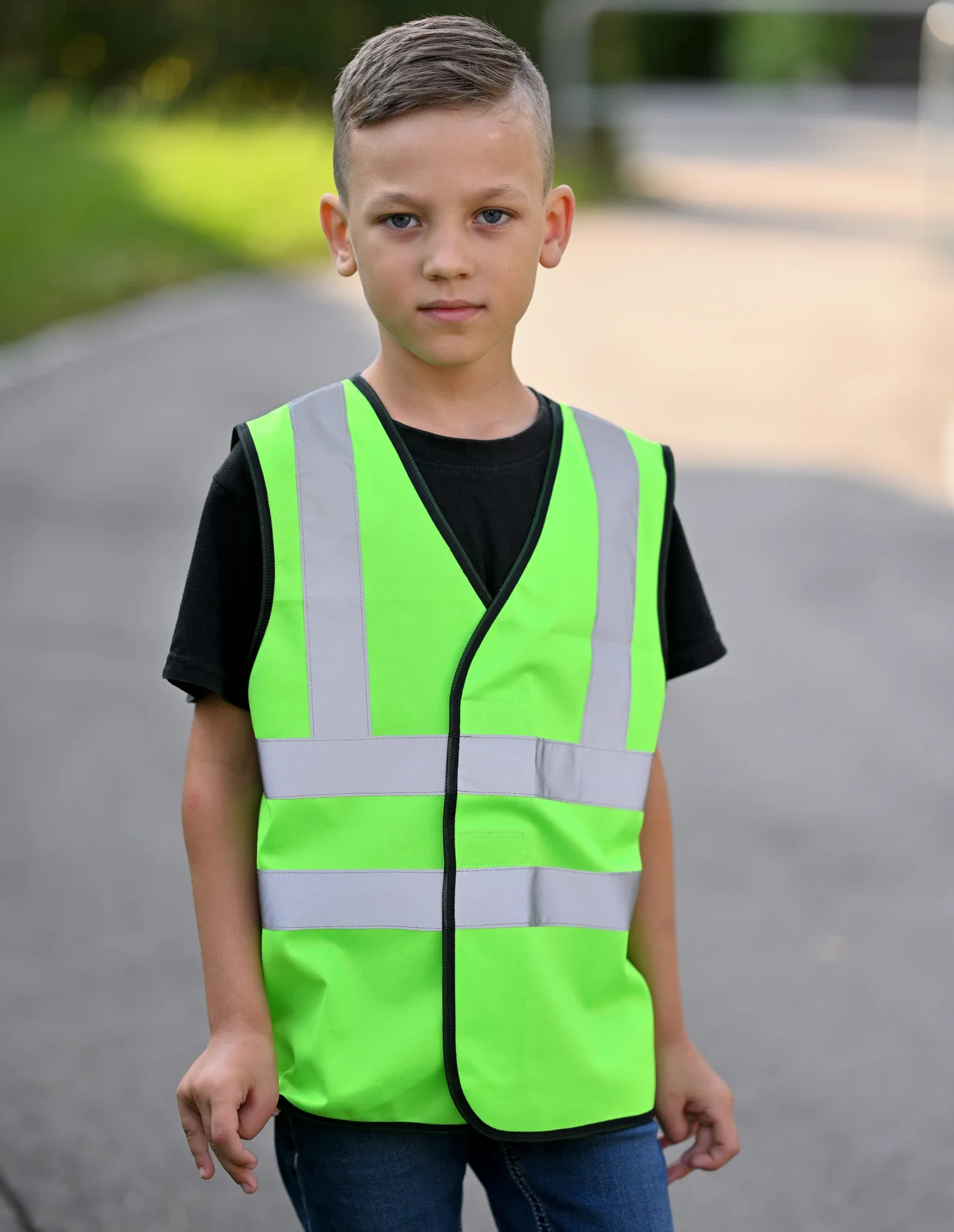 korntex-kwvr-childrens-safety-vest-esbjerg-with-4-reflective-stripes-neongreen-model-0 Korntex Kinderwarnweste Esbjerg mit 4 Reflexstreifen