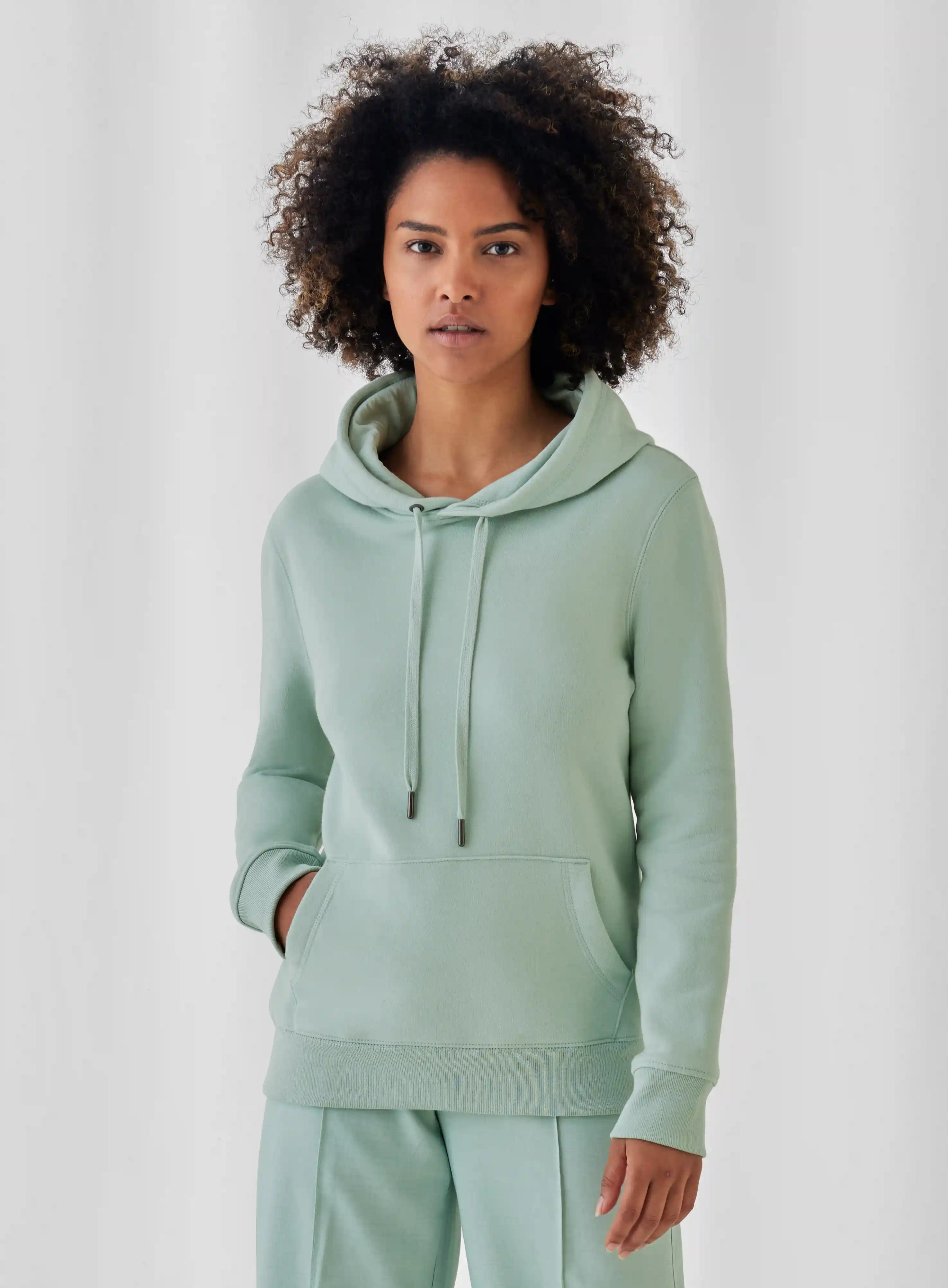 bc-ww02q-queen-hooded-sweatshirt-aqua-green-model-1 B&C Queen Hooded Sweat Women