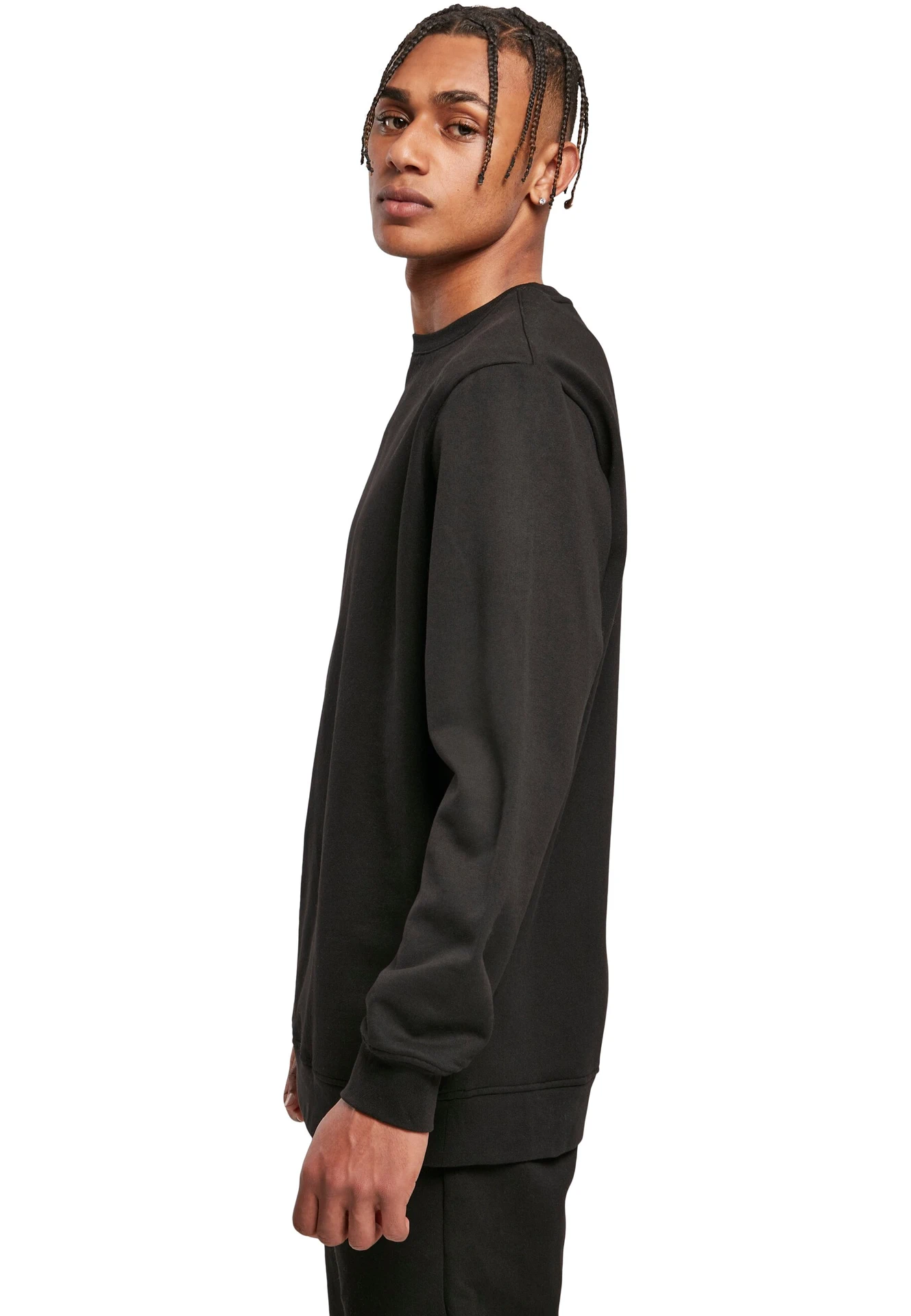 BYB-BB003-basic-crewneck-black-model-1 Build Your Brand Basic Crewneck